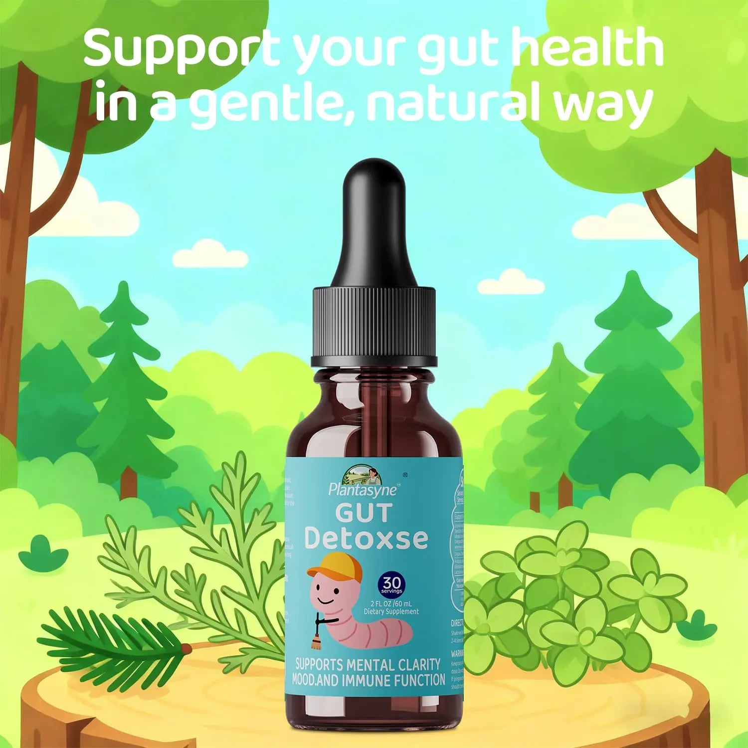 Plantasyne Herbal Gut Cleanse Drops with Black Walnut Hull & Barberry Root | Gentle Liquid Detox for Gut & Colon Support | for Adults & Kids|30 Servings Plantasyne Au supplements
