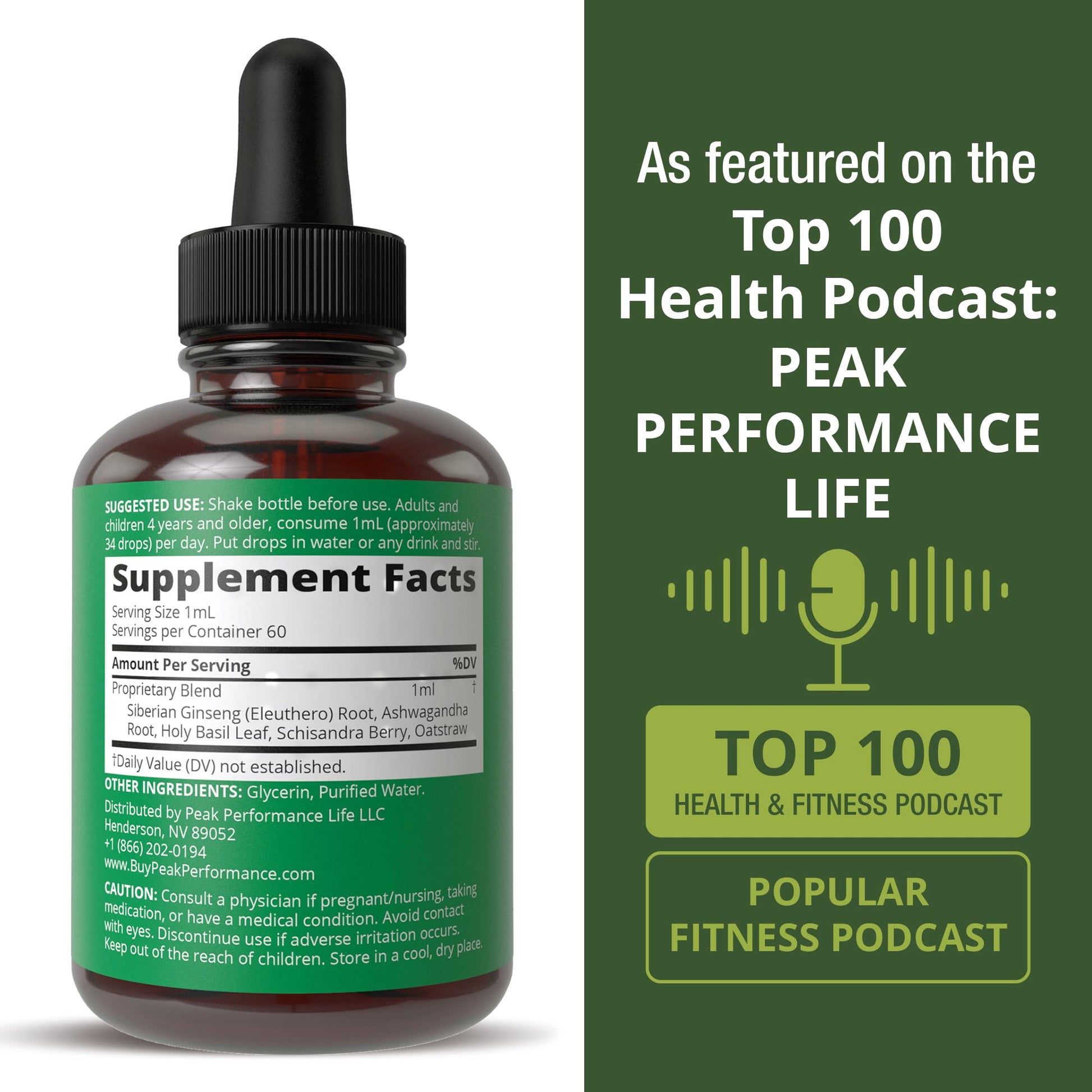 Peak Performance Adrenal Support Supplements to Restore Energy from Adrenal Fatigue. Liquid Drops Complex for Women and Men. Supports Healthy Cortisol Management. Supplement with Adaptogens Peak Performance Au supplements