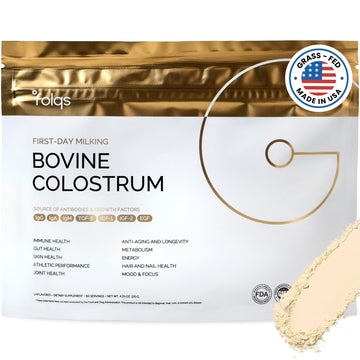 Folqs Bovine Colostrum Powder – First-Day Milking for Immune & Gut Support – 60 Servings – Supports Skin & Tissue Health – Made in USA - Amino Acids, Vitamins, Minerals – Kosher - Sustainably Sourced Folqs Au supplements