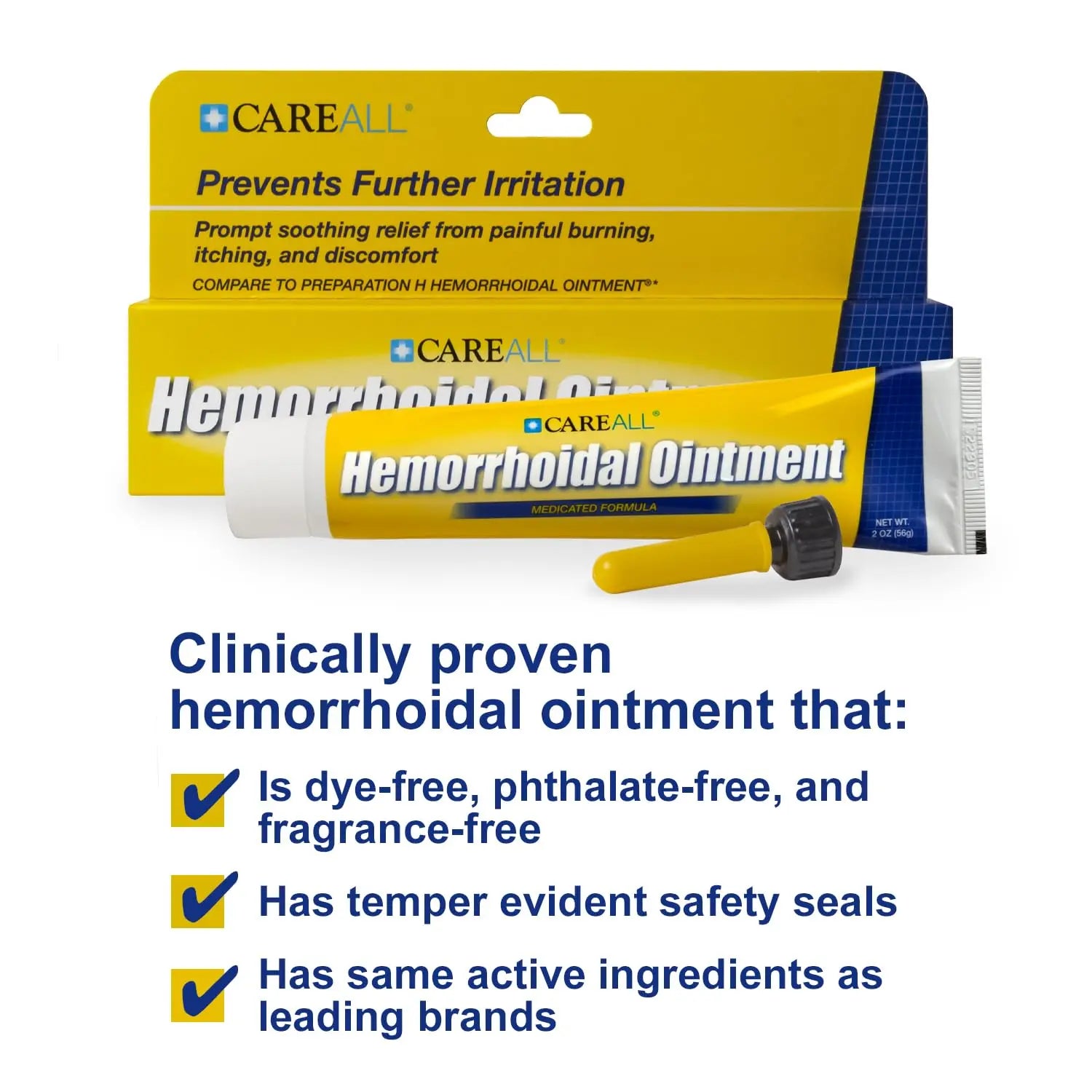 CareAll Hemorrhoidal Ointment 2.0 oz with Applicator. Helps Relieve Burning, Itching, and Discomfort Associated with Inflamed Hemorrhoidal Tissues. Dye, Phthalate, and Fragrance Free CareAll Au supplements
