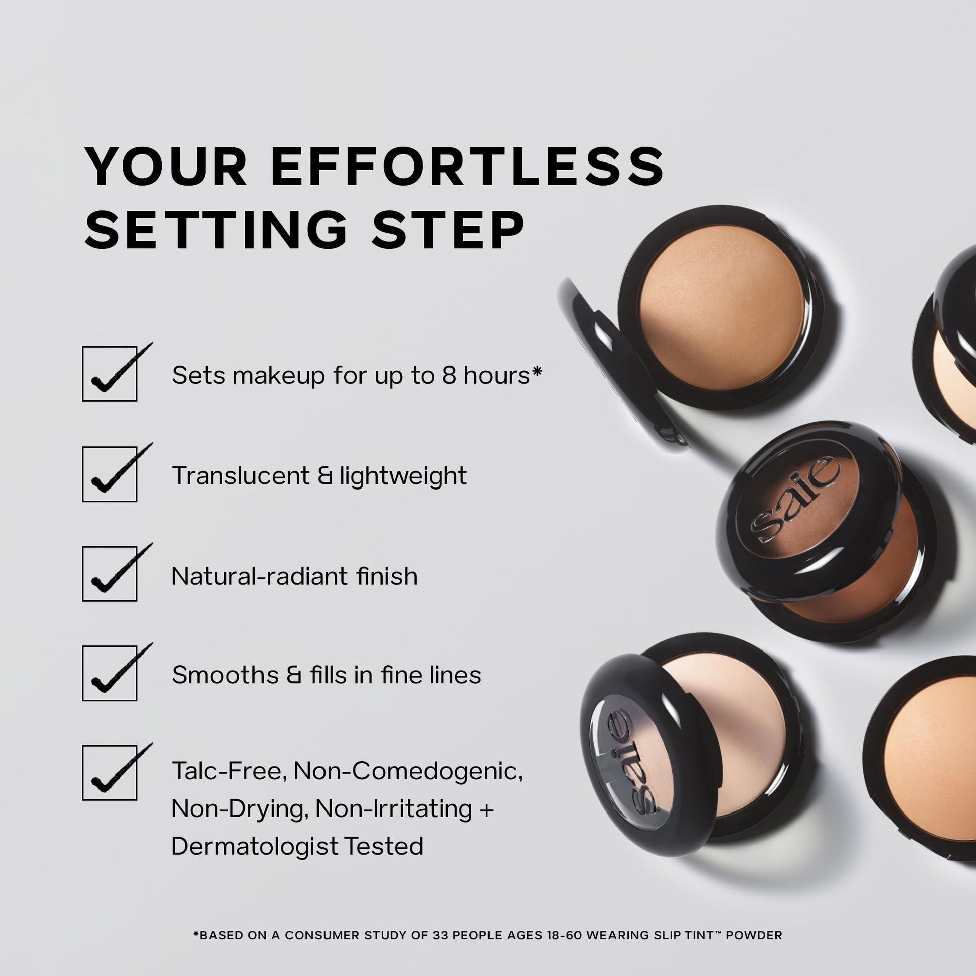 Saie Slip Tint Baked Setting Powder - Translucent Powder for Face Makeup with a Natural-Radiant Finish - Blurs, Brightens & Smooths Complexion - Translucent 2 - Light to Medium (0.24 oz) Saie Au supplements