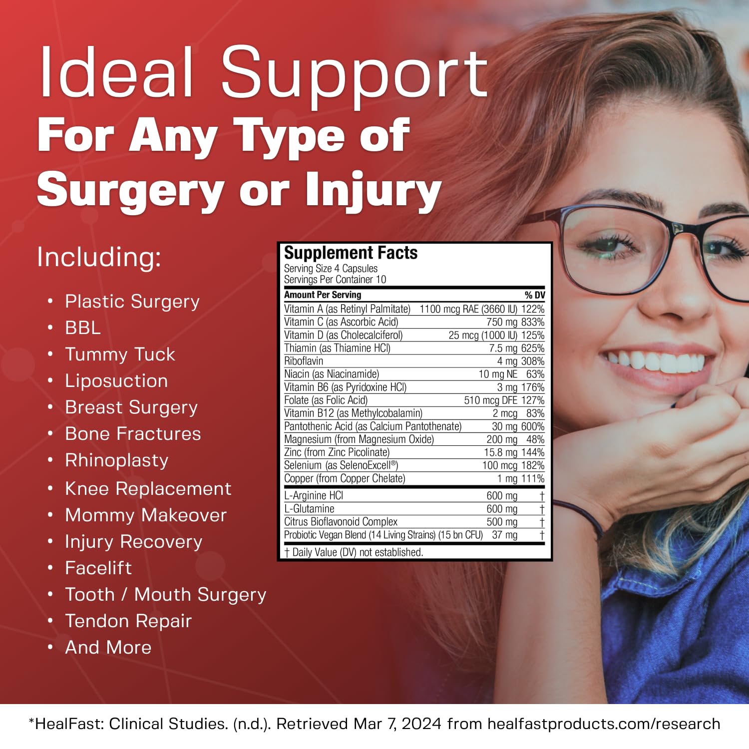 HealFast Surgery & Injury Recovery Supplement (Pre-Op): Quercetin, Probiotics Supplement for Wound, Liposuction, Tummy Tuck, and BBL Post Surgery Supplies HealFast Au supplements