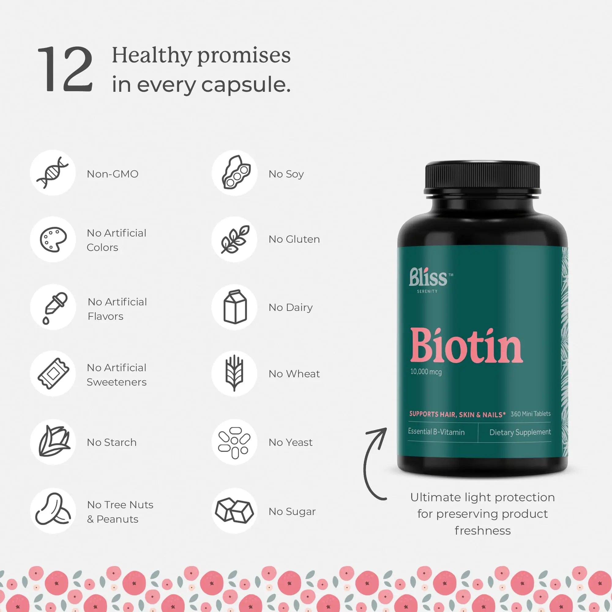 Bliss Serenity Biotin 10000mcg - Max Strength Biotin Supplement - Hair Skin and Nails Vitamins Bliss Serenity Au supplements