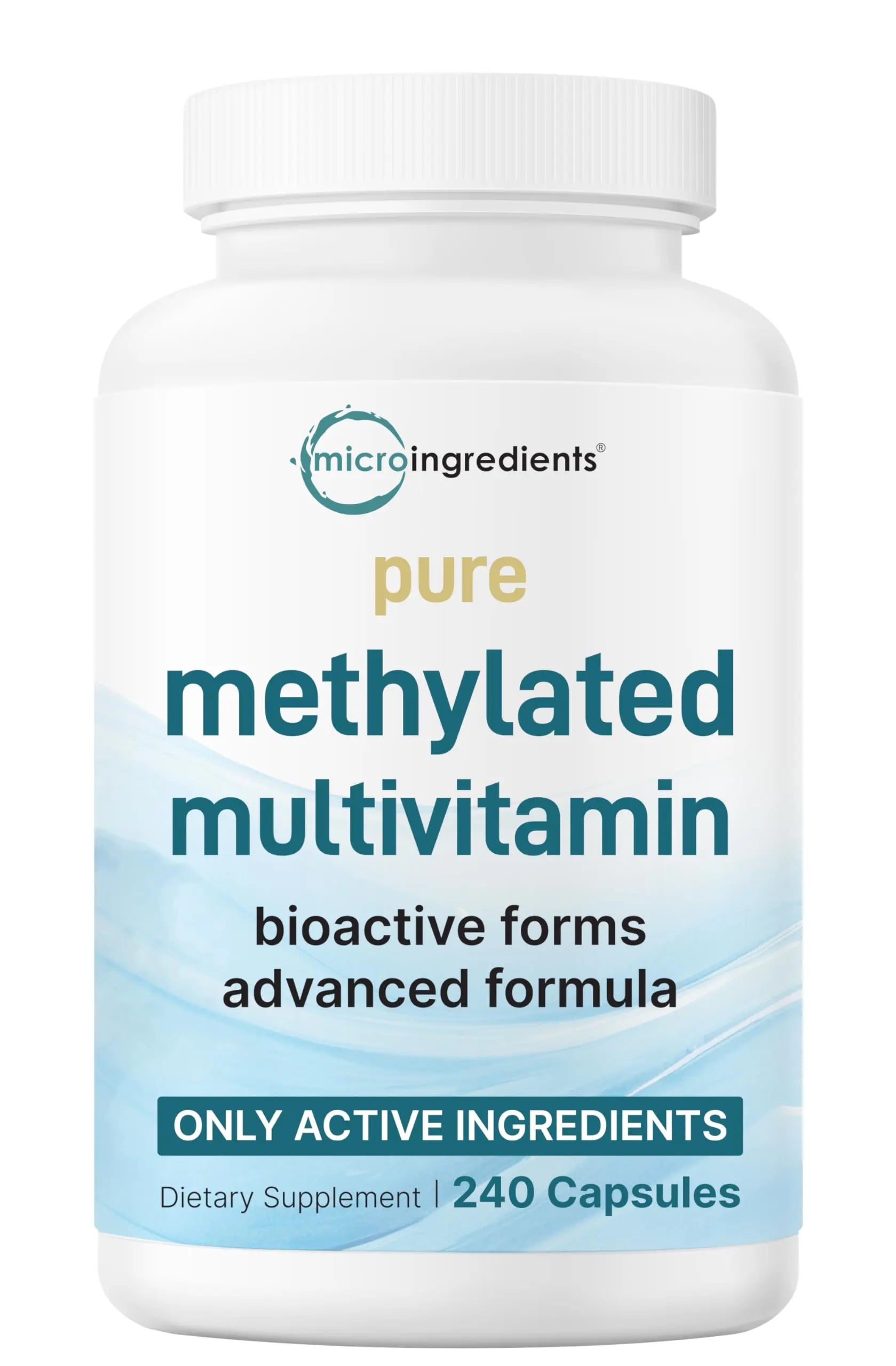 Micro Ingredients Pure Methylated Multivitamin, 240 Capsules | 19-in-1 Formula with Vitamins C, D, B12, Folate, Magnesium, Zinc & More | Micro Ingredients Au supplements