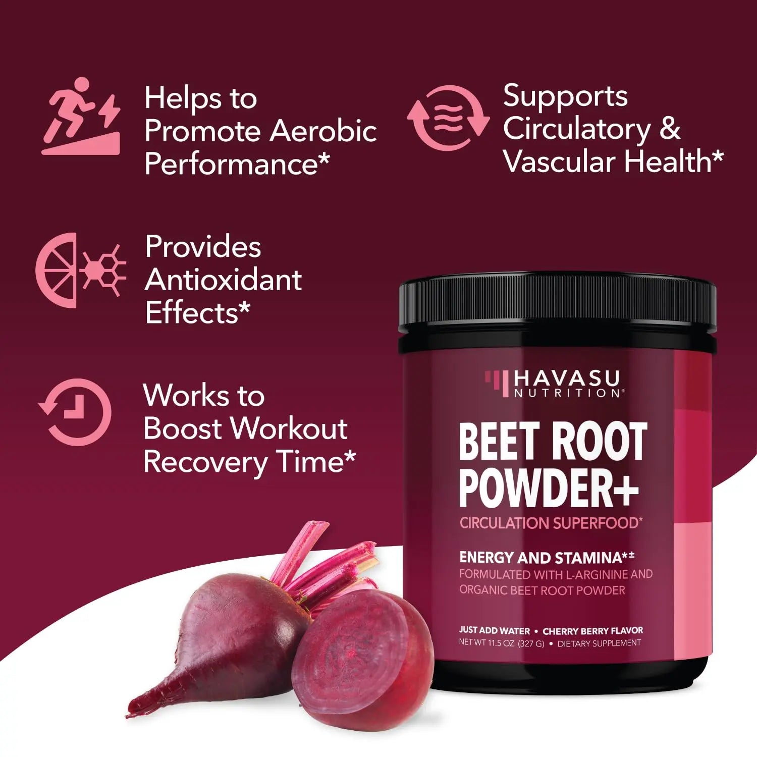 Organic Beet Root Powder with BCAA and L-Arginine for Energy and Stamina Support HAVASU NUTRITION Au supplements