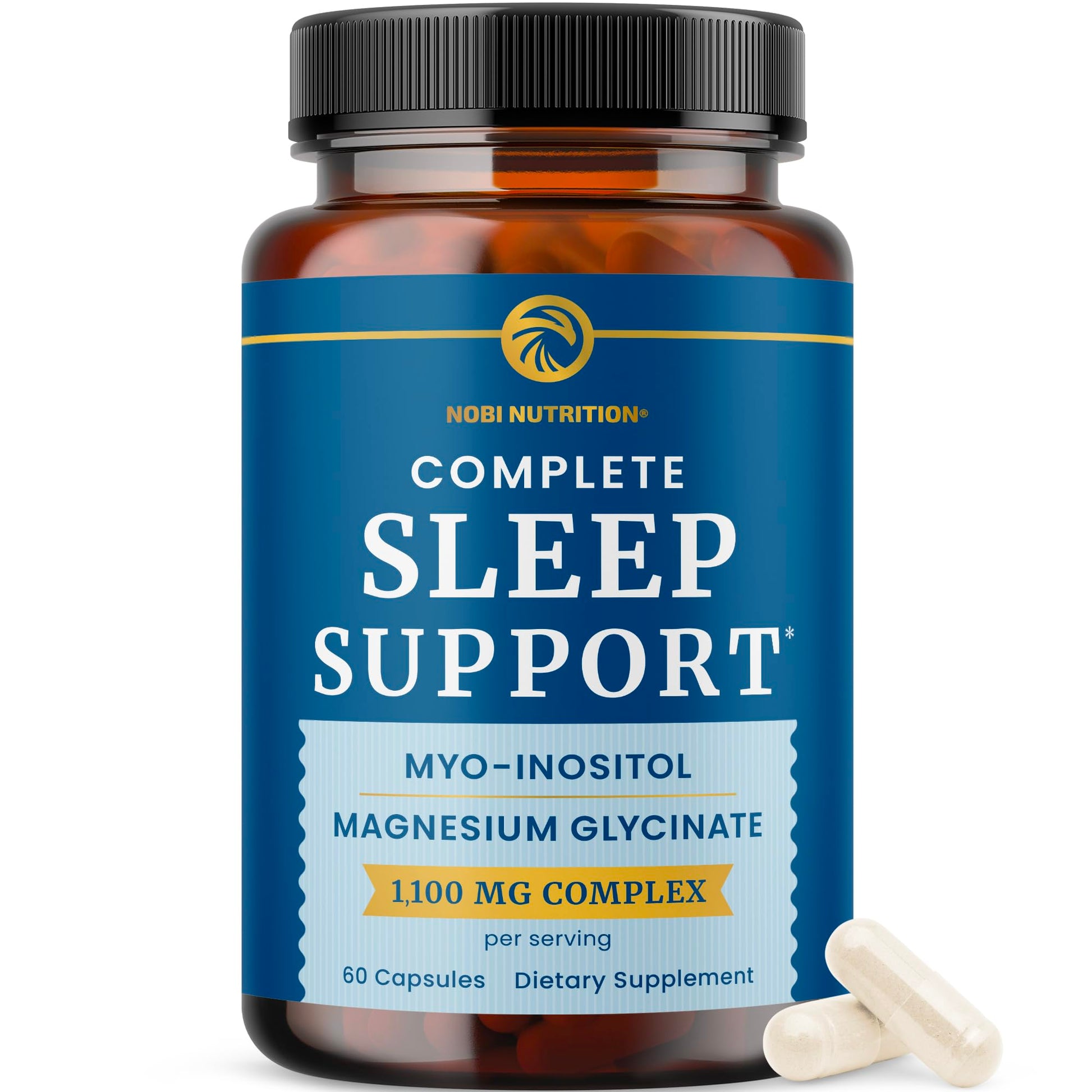 Complete Sleep Support | Myo Inositol + Magnesium Glycinate | Restful Sleep & Relaxation Support | 1100MG Complex | Melatonin-Free, Non-GMO | Inositol Supplement with Magnesium-Glycinate | 60 Ct Nobi Nutrition Au supplements