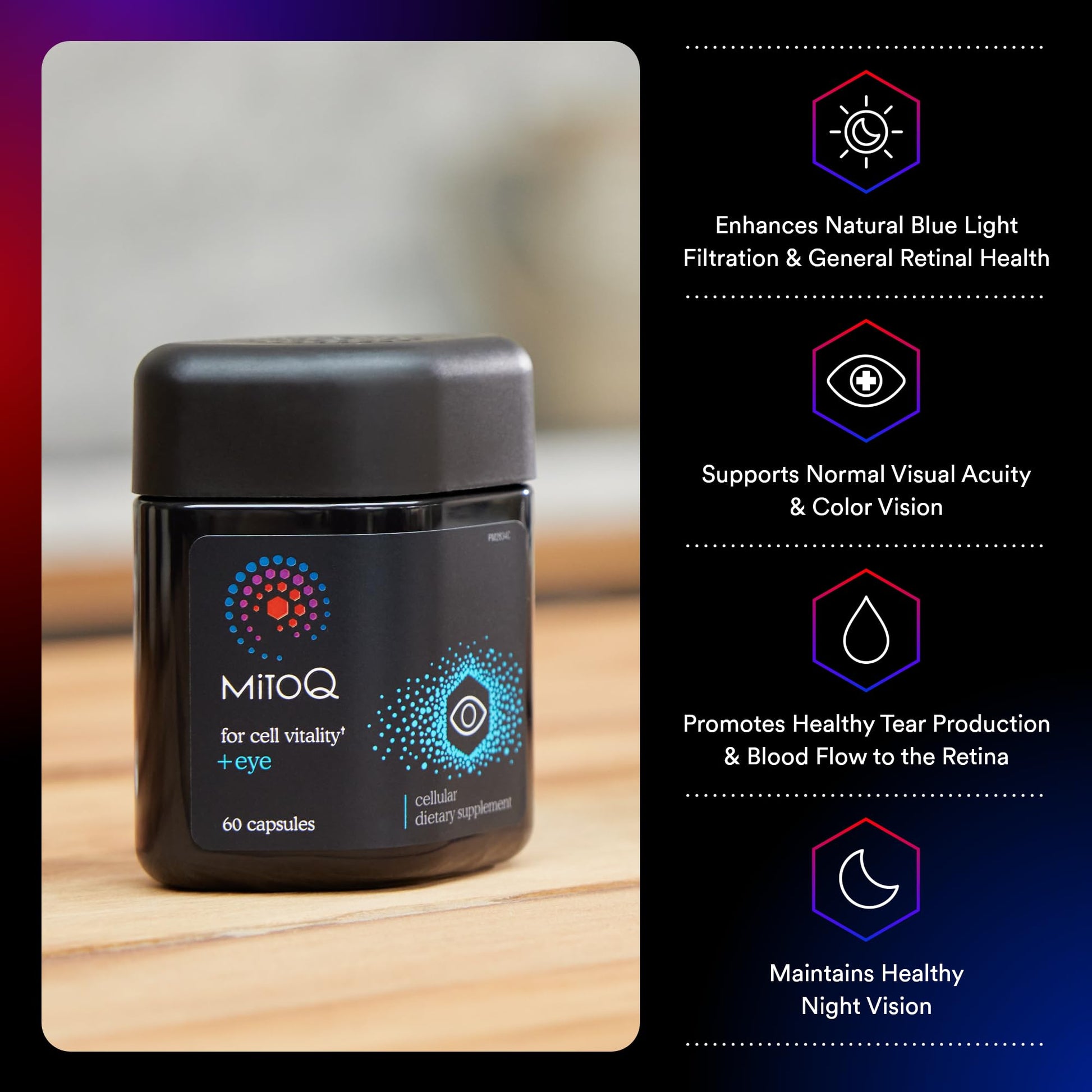 MitoQ +Eye – Eye Health Supplement with Lutein & Zeaxanthin (5:1 Ratio), Bilberry, Maritime Pine Bark, Zinc, Mitoquinol | Supports Macular Health, Visual Clarity & Blue Light Defense MitoQ Au supplements