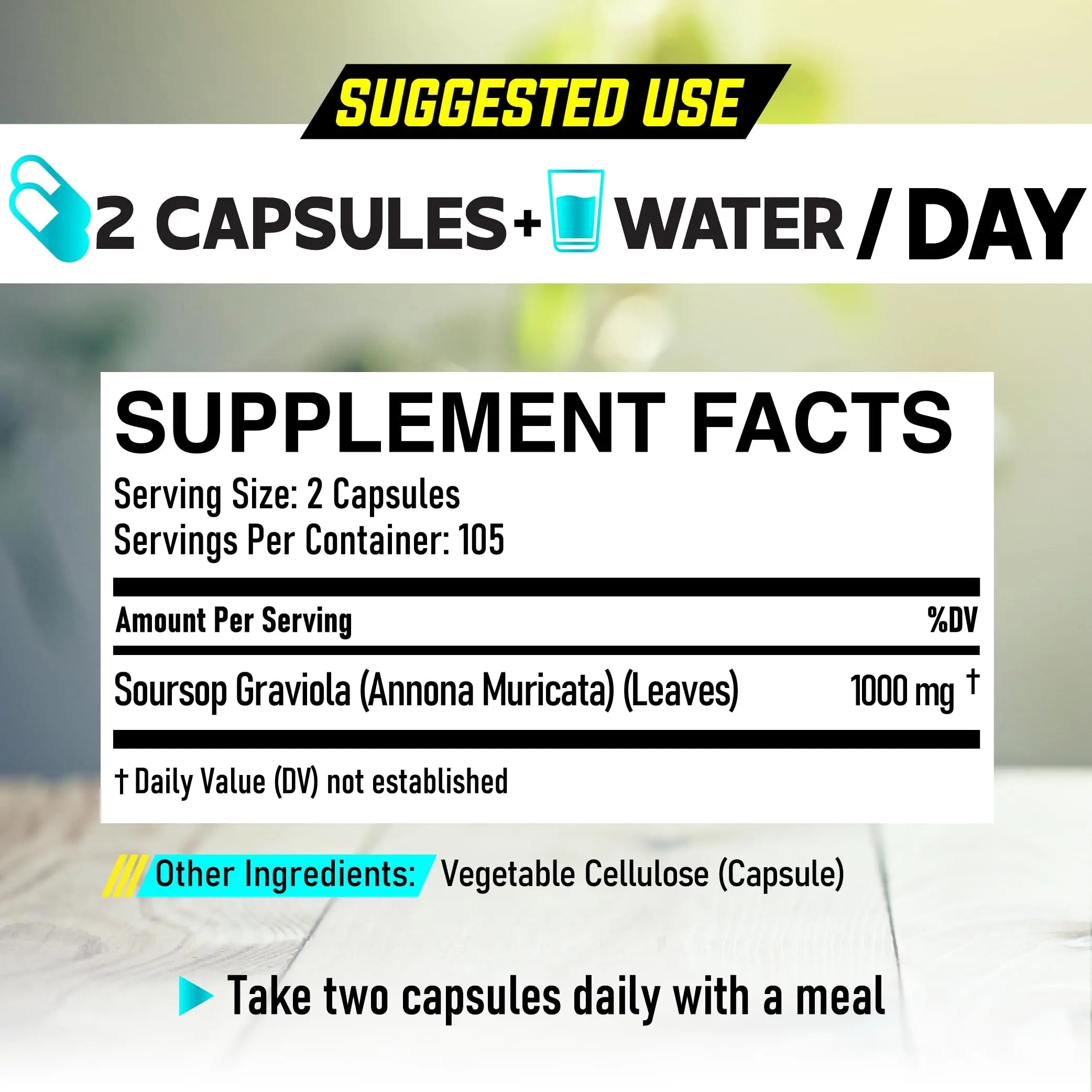 Soursop Graviola Leaves Capsules - Soursop Fruit Advanced - 210 Counts for 105 Servings DEDICAD Au supplements