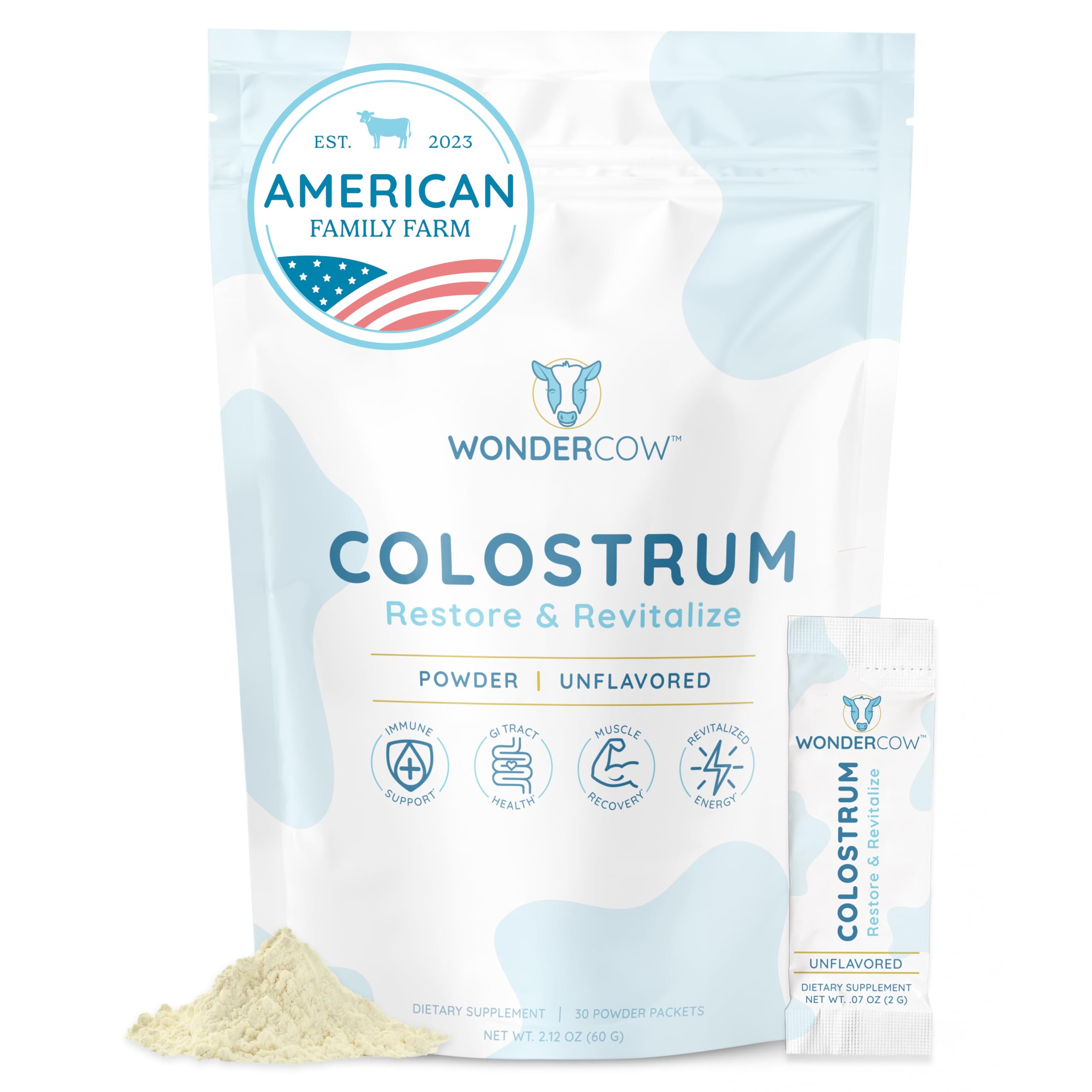 WONDERCOW Colostrum Supplement Powder for Gut Health, Immune Support & Wellness | Natural IgG Pure Whole Bovine Colostrum Superfood, Unflavored, 30 Servings WONDERCOW Au supplements