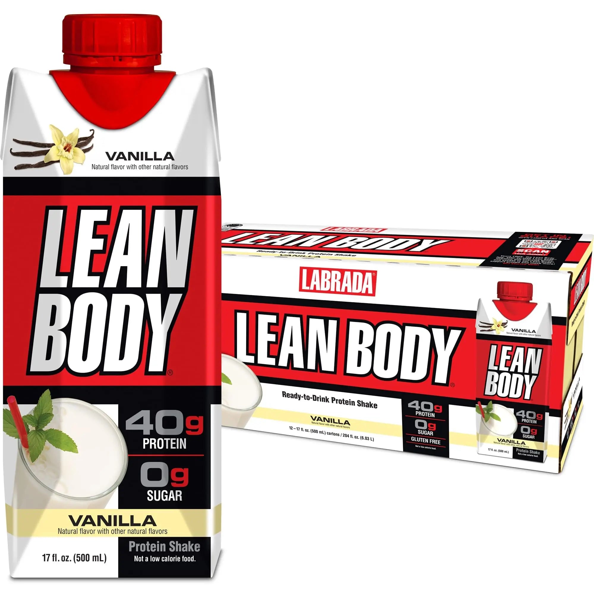 Lean Body Ready-to-Drink Vanilla Protein Shake, 40g Protein, Whey Blend, 0 Sugar, Gluten Labrada Au supplements