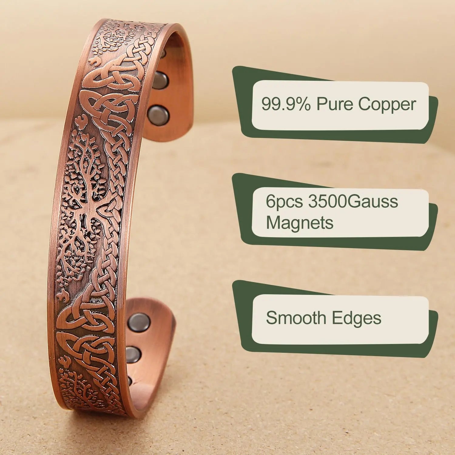 MagEnergy Magnetic Copper Bracelet for Men Life of Tree, 99.99% Pure Copper Bangle MagEnergy Au supplements