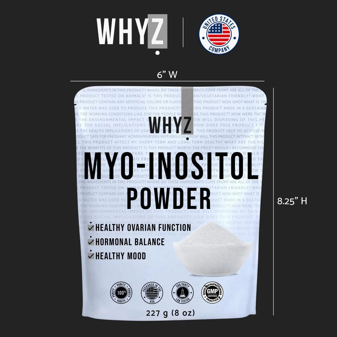 Myo-Inositol Powder 8oz, Natural Myo Inositol Supplement for Ovarian Support WHYZ Au supplements