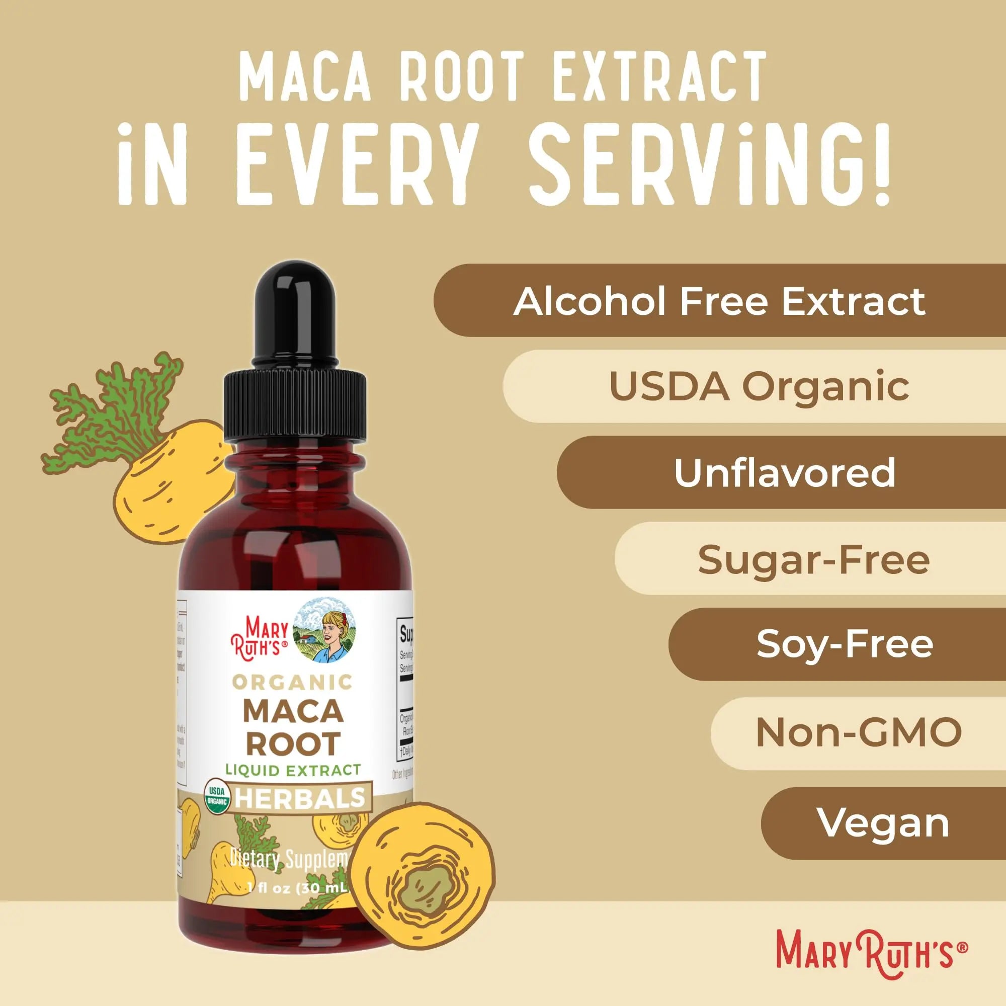 MaryRuth’s USDA Organic Maca Root Liquid Drops | Vegan | Non-GMO | Gluten Free | Alcohol Free | 1 Fl Oz MARYRUTH'S Au supplements