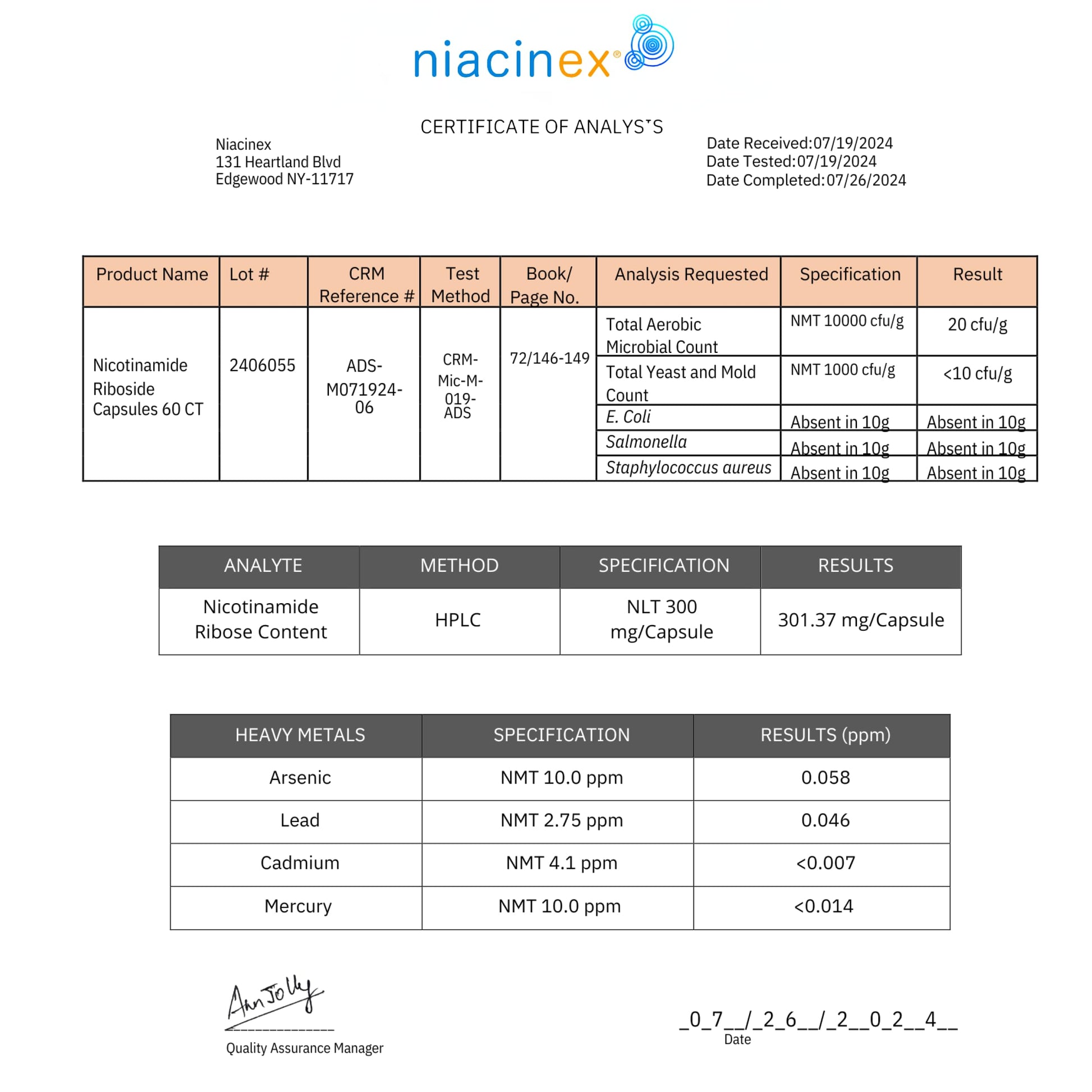 Niacinex NAD+ Supplement - 600mg Pure Nicotinamide Riboside (NR) - Healthy Aging, Mental Clarity & Energy Booster - Cell Regeneration Supplements for Women and Men - 60 NAD Plus Capsules - Made in USA Niacinex Au supplements