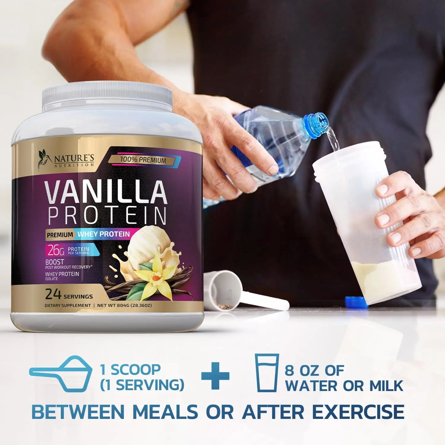 Whey Protein Powder 26g - Vanilla Ice Cream Whey Isolate Protein for Muscle Growth Nature's Nutrition Au supplements