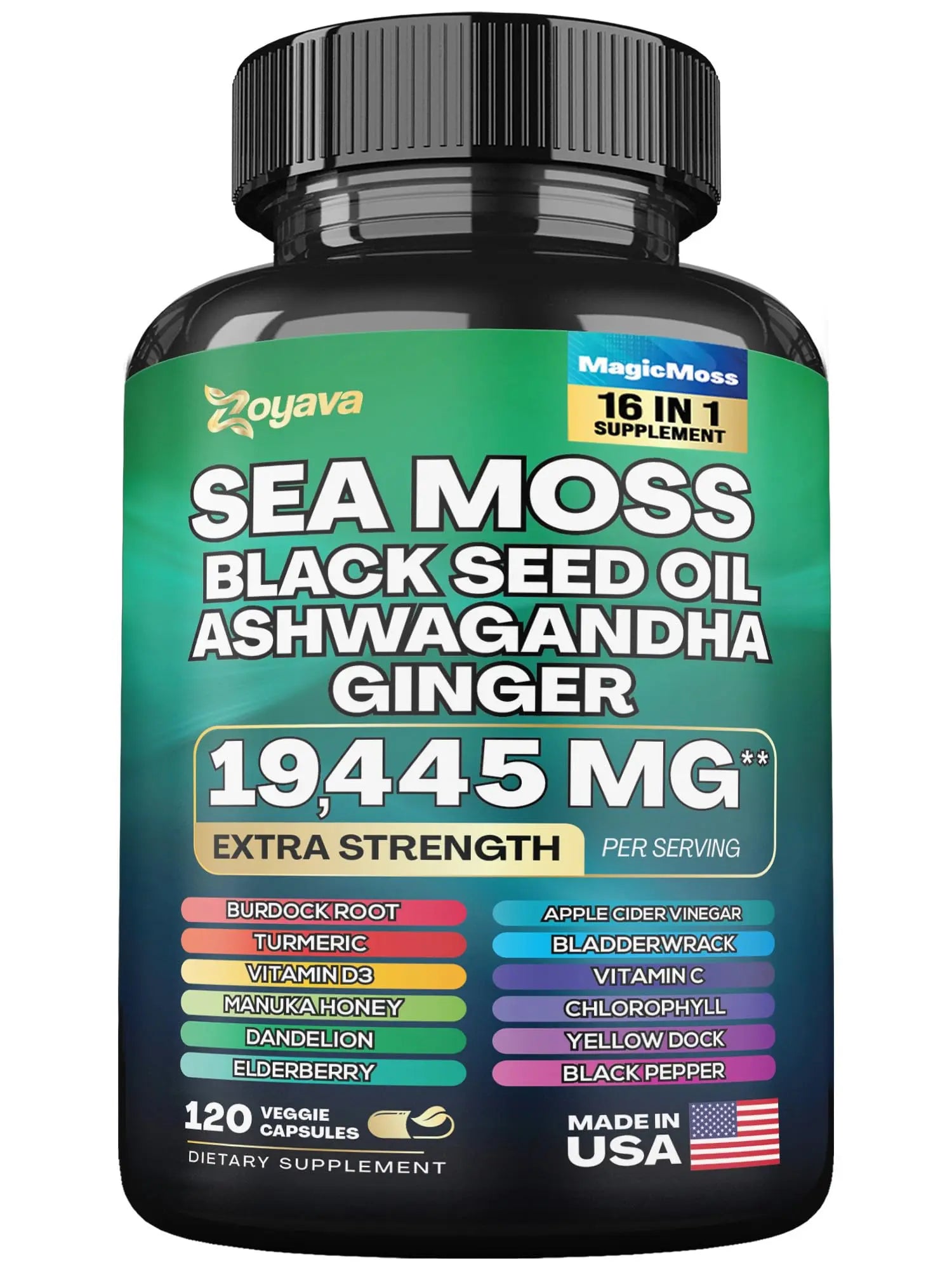 Zoyava Sea Moss 7000mg Black Seed Oil 4000mg Ashwagandha 2000mg Turmeric Zoyava Au supplements