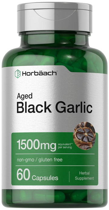 Aged Black Garlic Capsules 1500mg | 60 Count | Fermented Extract Supplement Horbäach Au supplements
