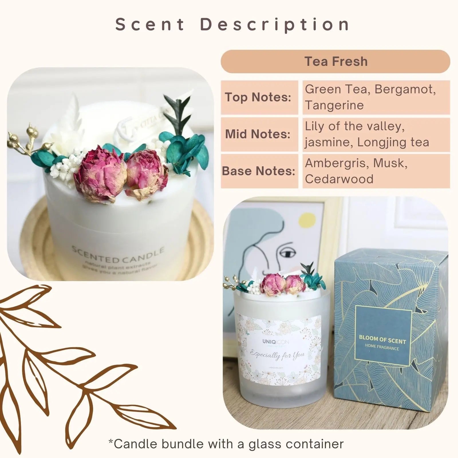 Natural Soy Scented Pillar Candles with Glass, Classic 10 oz Luxury Non Toxic White Bathroom Candle uniqicon Au supplements