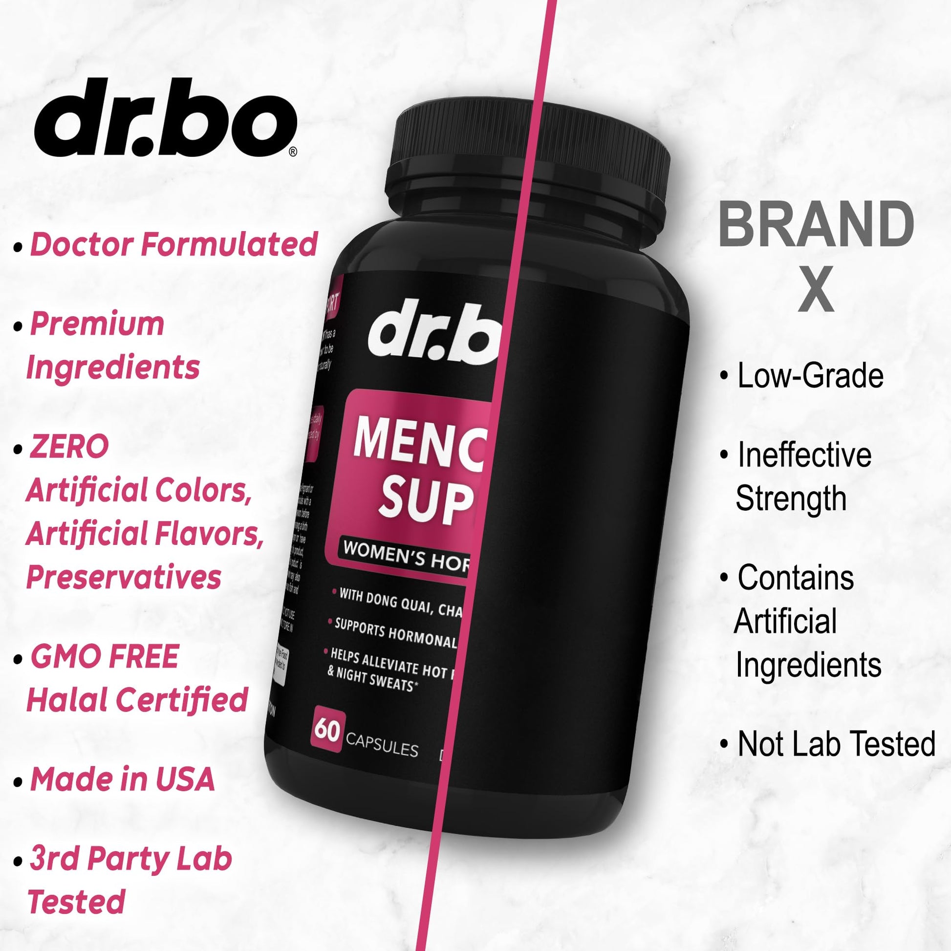 Menopause Supplements for Women Support Pills - Natural Menopause Relief for Hot Flashes, Night Sweats & Mood Swings with Dong Quai, Chasteberry & Black Cohosh - Hormone Balance for Women Supplement DR. BO Au supplements