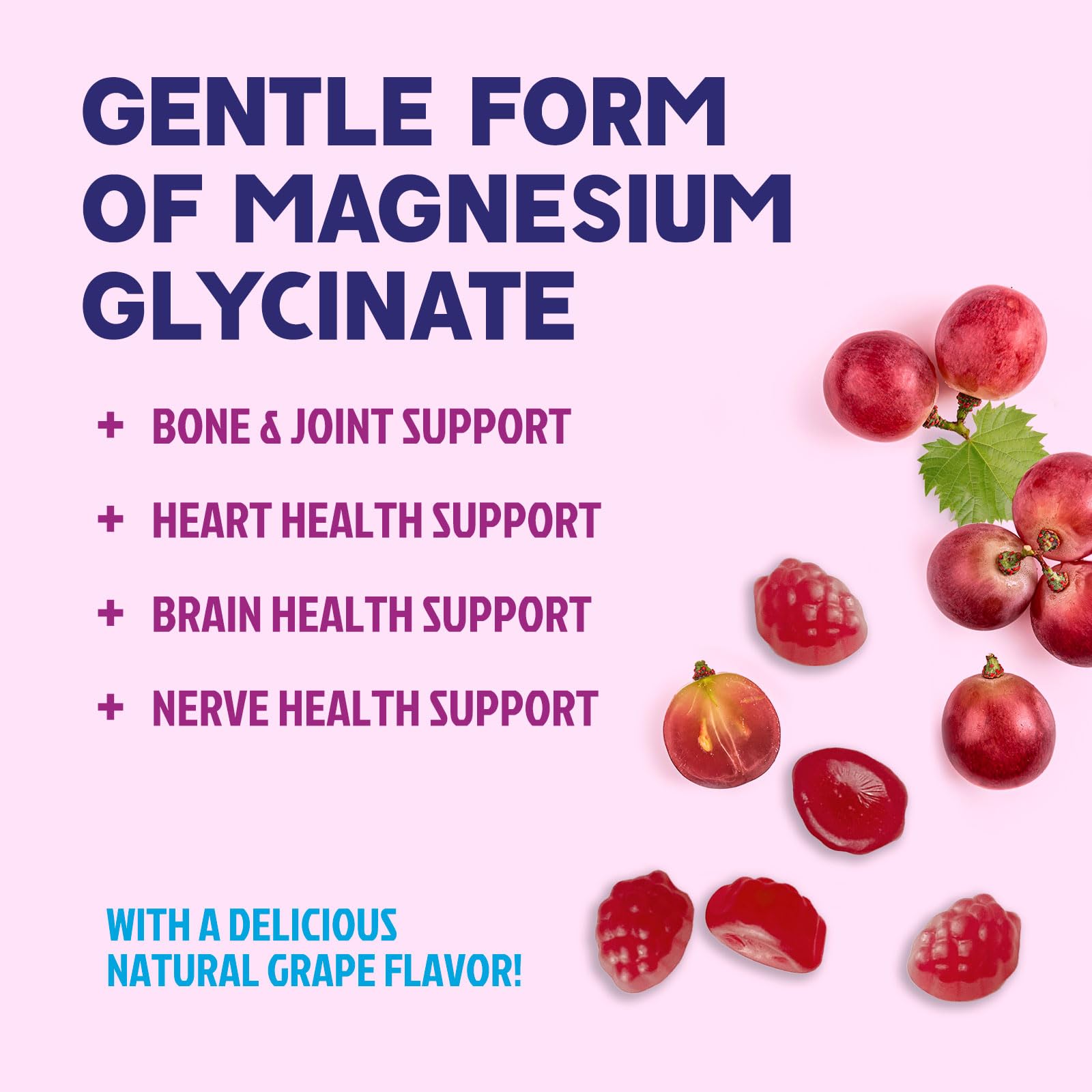 Magnesium Glycinate Gummies - Sugar Free - 100% Chelated Magnesium Gummy Supplement for Max Absorption - for Sleep Support & Heart, Muscle & Bone Health - Gentle on Stomach, Grape Flavor - 60 Gummies Nature's Peak Au supplements