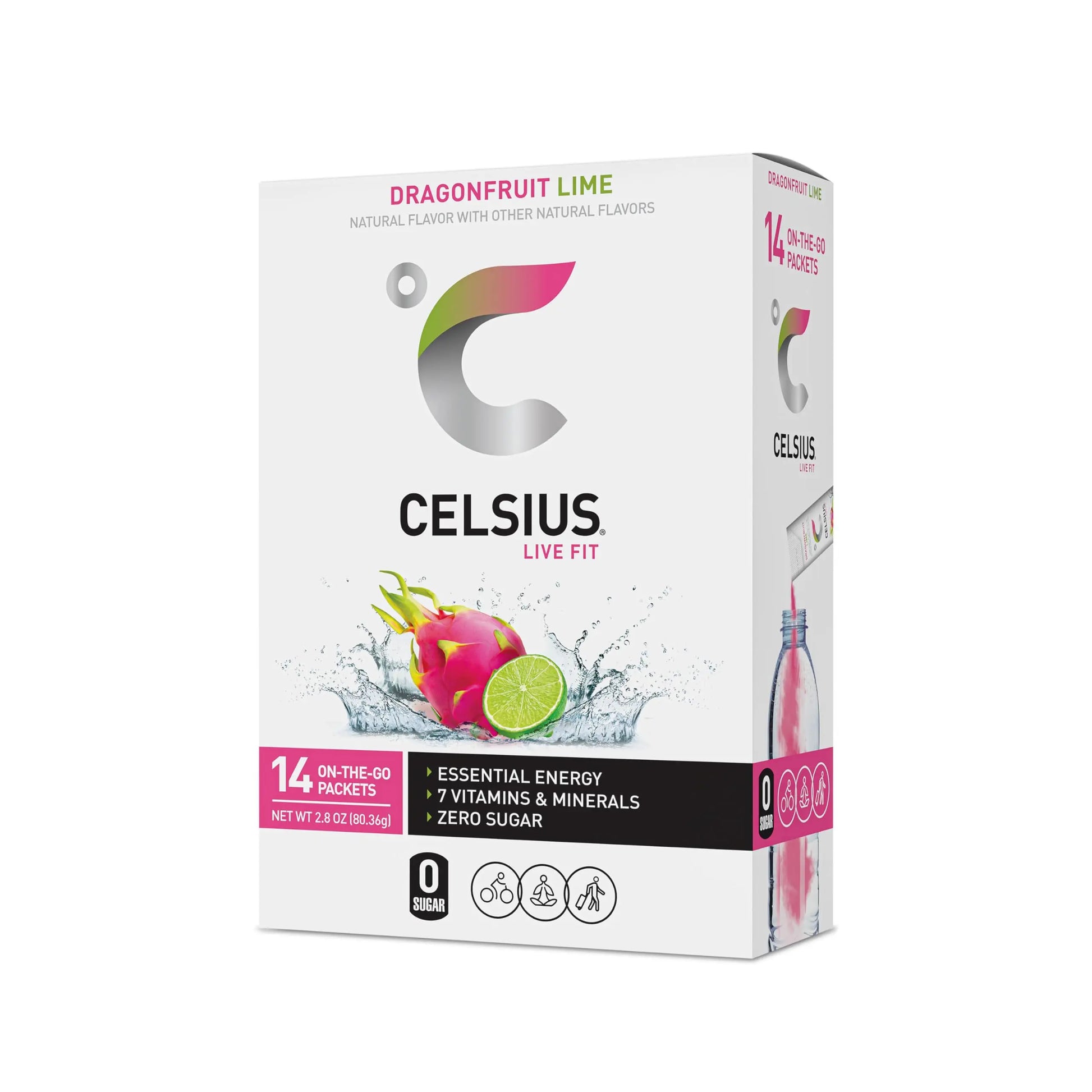 CELSIUS Dragonfruit Lime On-the-Go Powder Stick Packs, Zero Sugar 14 Count(Pack of 1) CELSIUS Au supplements