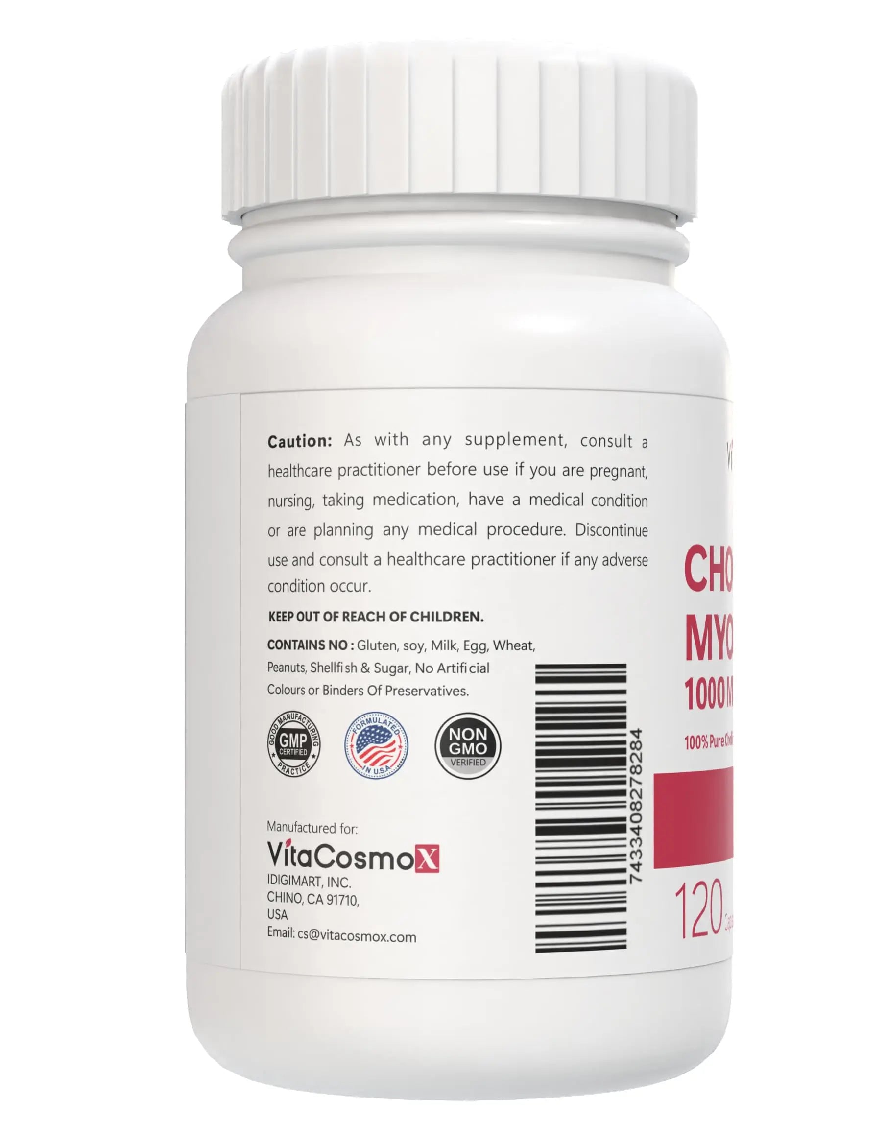 VitaCosmoX Choline and Myo-Inositol Supplement, 1000 mg Each, 120 Veggie Capsules 100% Vegetarian, Non-GMO & Gluten Free VitaCosmoX Au supplements