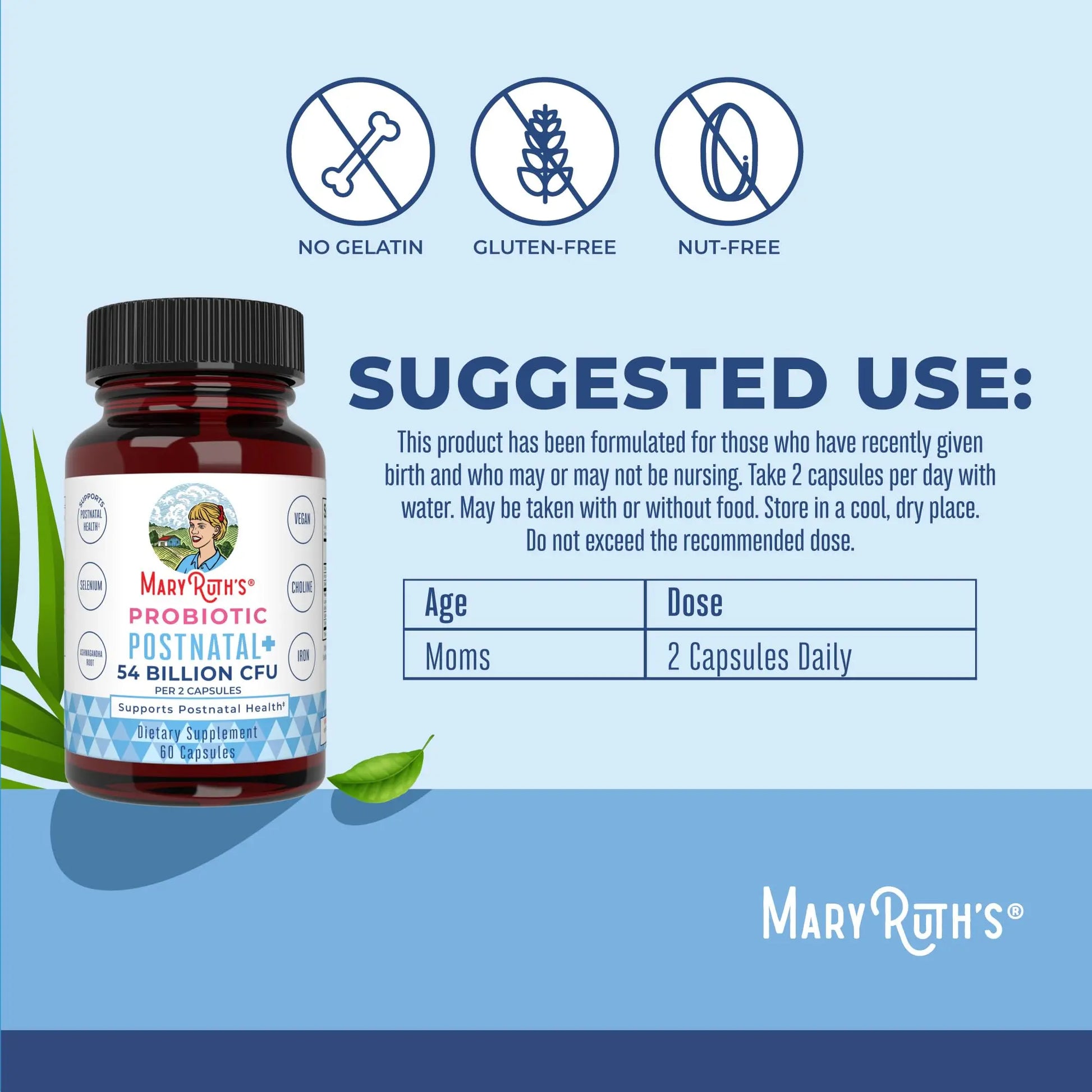 MaryRuth Organics Postnatal Probiotics for Breastfeeding Women | Nursing Probiotic Capsules with Vitamins | Minerals & Antioxidants | 54 Billion CFU | Non-GMO | Vegan | 30 Servings MARYRUTH'S Au supplements