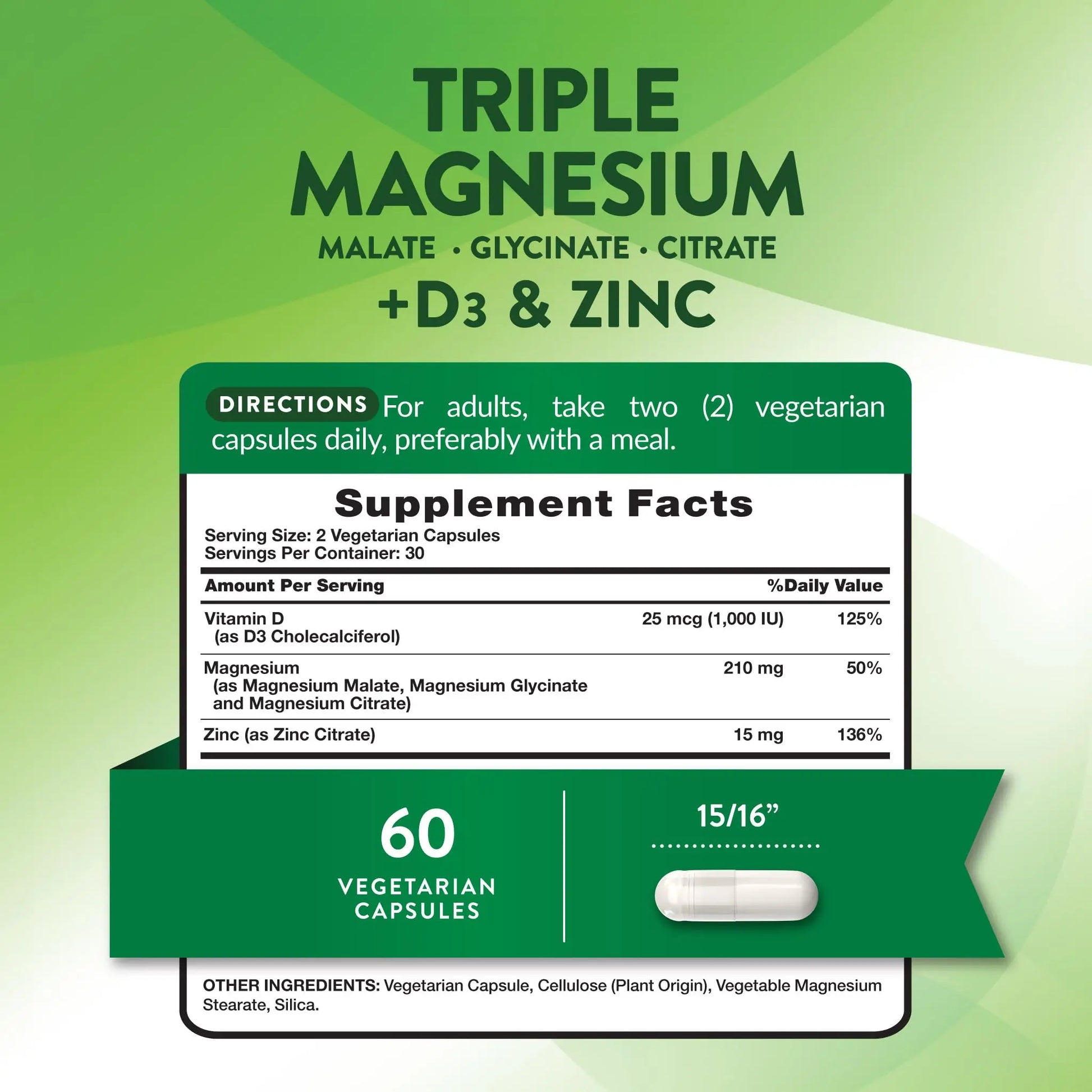 Nature's Truth Triple Magnesium Complex Supplement | 60 Capsules | Glycinate, Citrate & Malate | with D3 & Zinc | Vegetarian, Non-GMO, & Gluten Free Nature's Truth Au supplements