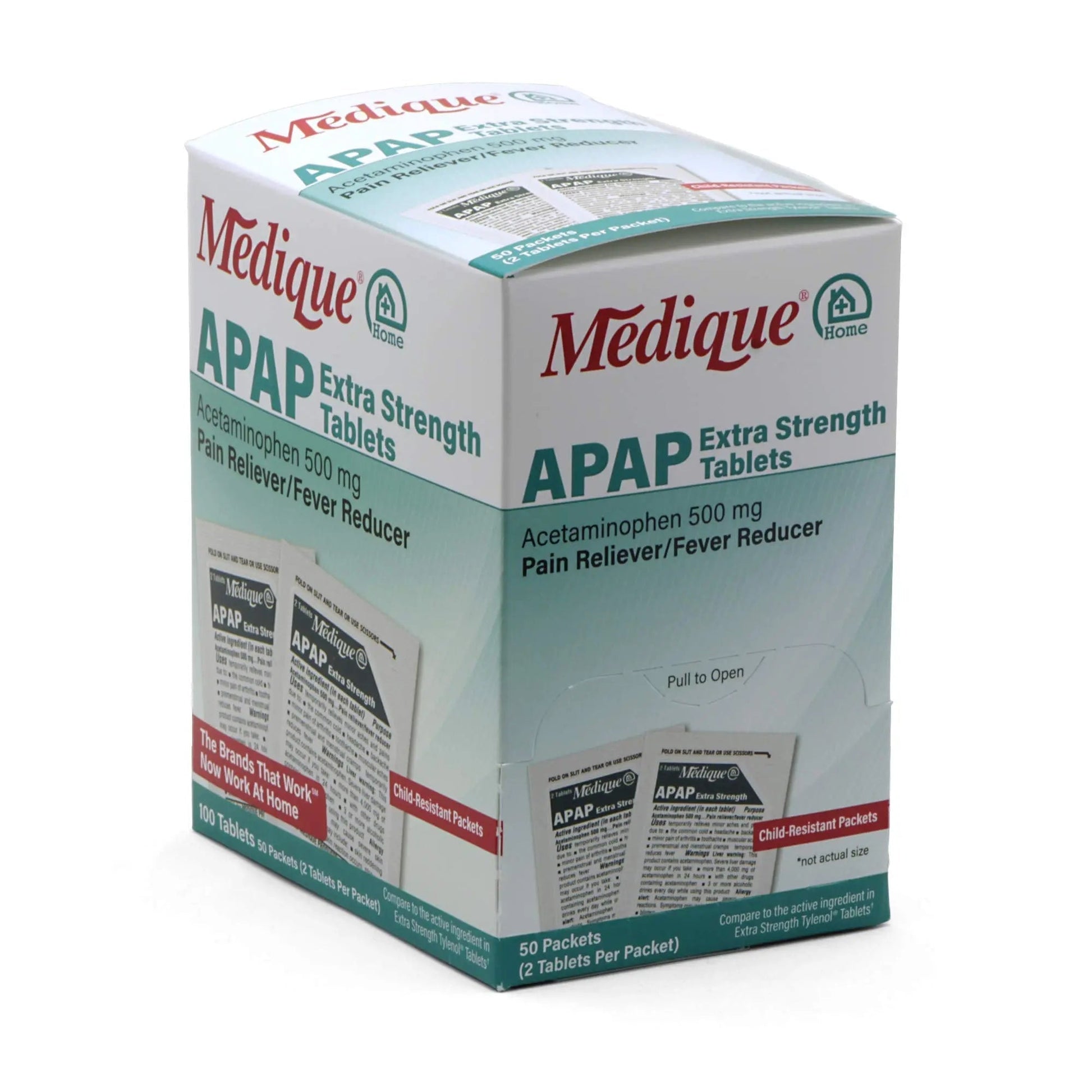 Medique @ Home 70433 Extra Strength APAP Tablets, Non-Aspirin, 50 Packets (2 Tablets per Packet) Total-100 Count Medique Au supplements
