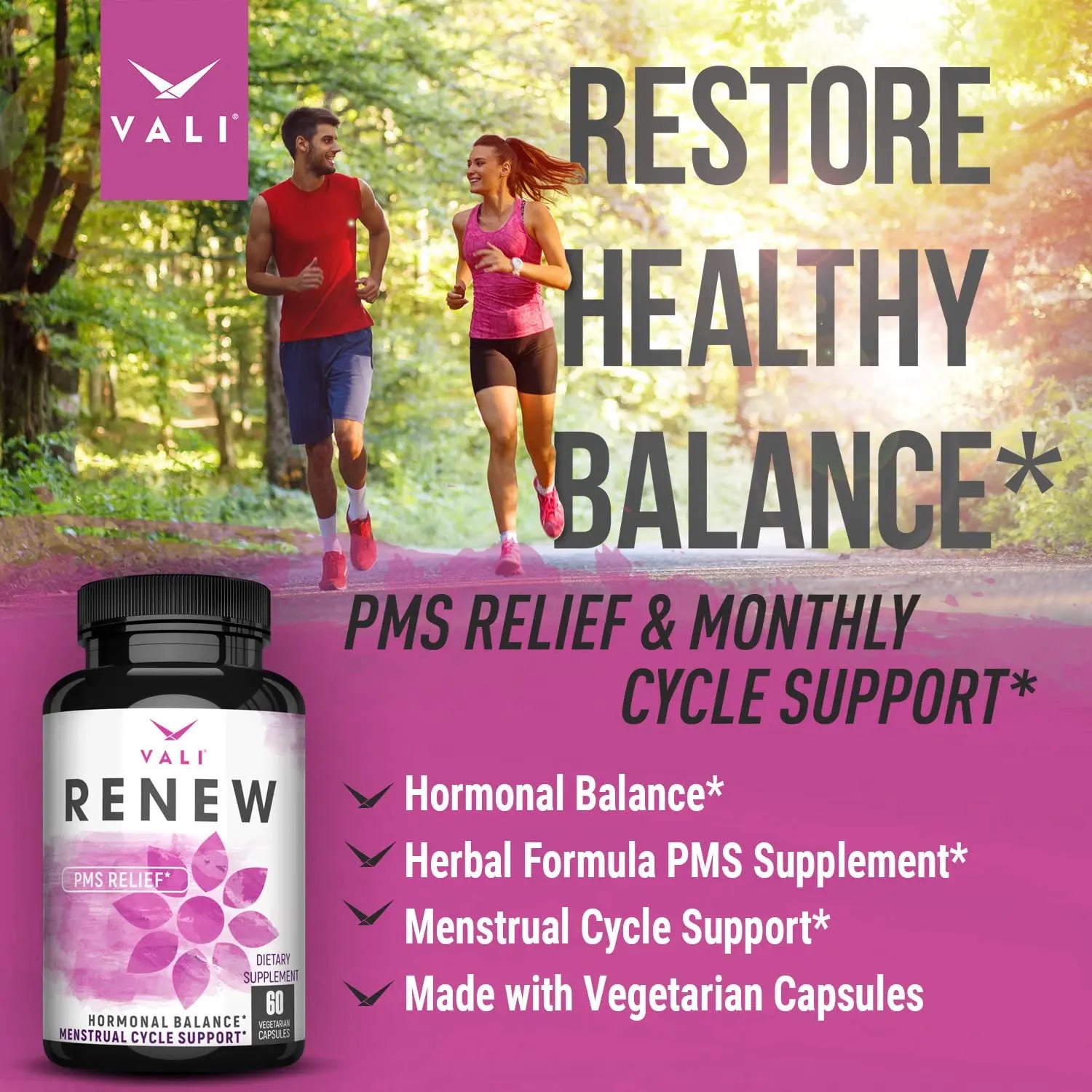 VALI Renew PMS Relief Supplement. Women’s Menstrual Cycle Support. Herbal Formula VALI Au supplements