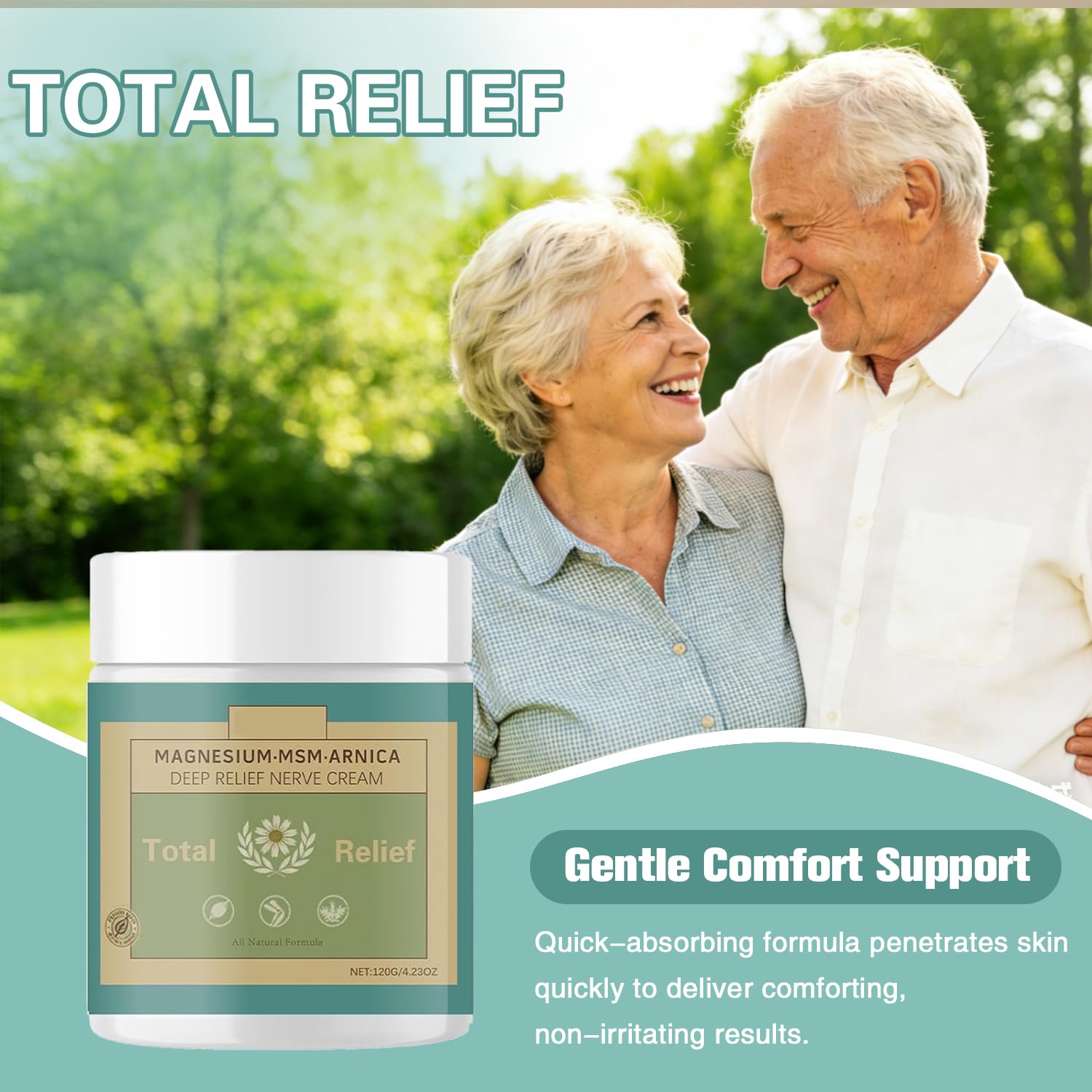 HANGWON Total Relief Magnesium Soothing Cream Advanced nerve Comfort with Arnica, Menthol, MSM,Fast-Absorbing for Relief Joint, Feet, Hands, Legs, Muscles, and Waist, Natural Ingredient -4floz/114g HANGWON Au supplements
