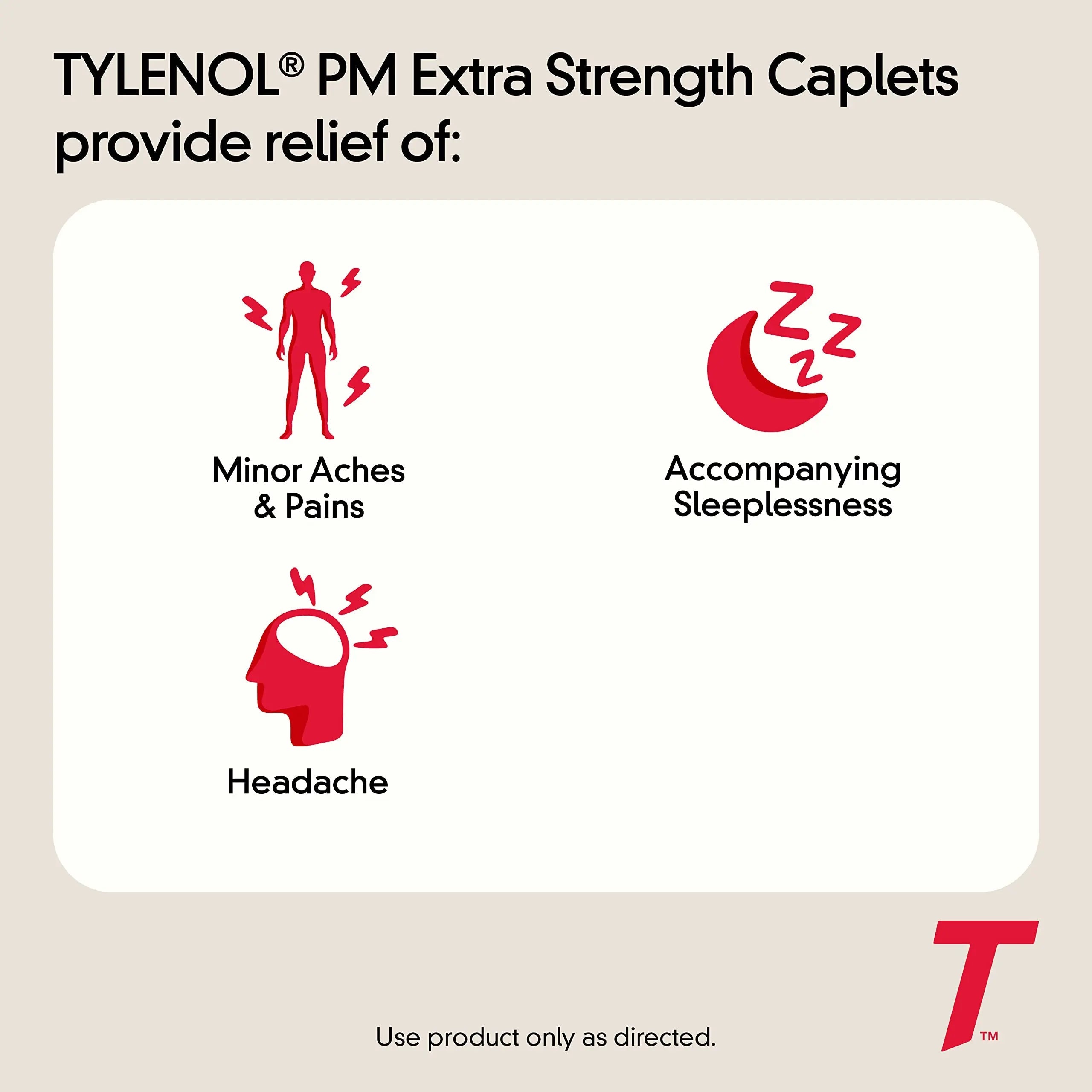 Tylenol PM Extra Strength Nighttime Pain Reliever & Sleep Aid Caplets, Fast, Strong Pain Relief, 500 mg Acetaminophen & 25 mg Diphenhydramine HCl, Non-Habit Forming Medicine for Aches & Cramps, 100 Ct Tylenol Au supplements