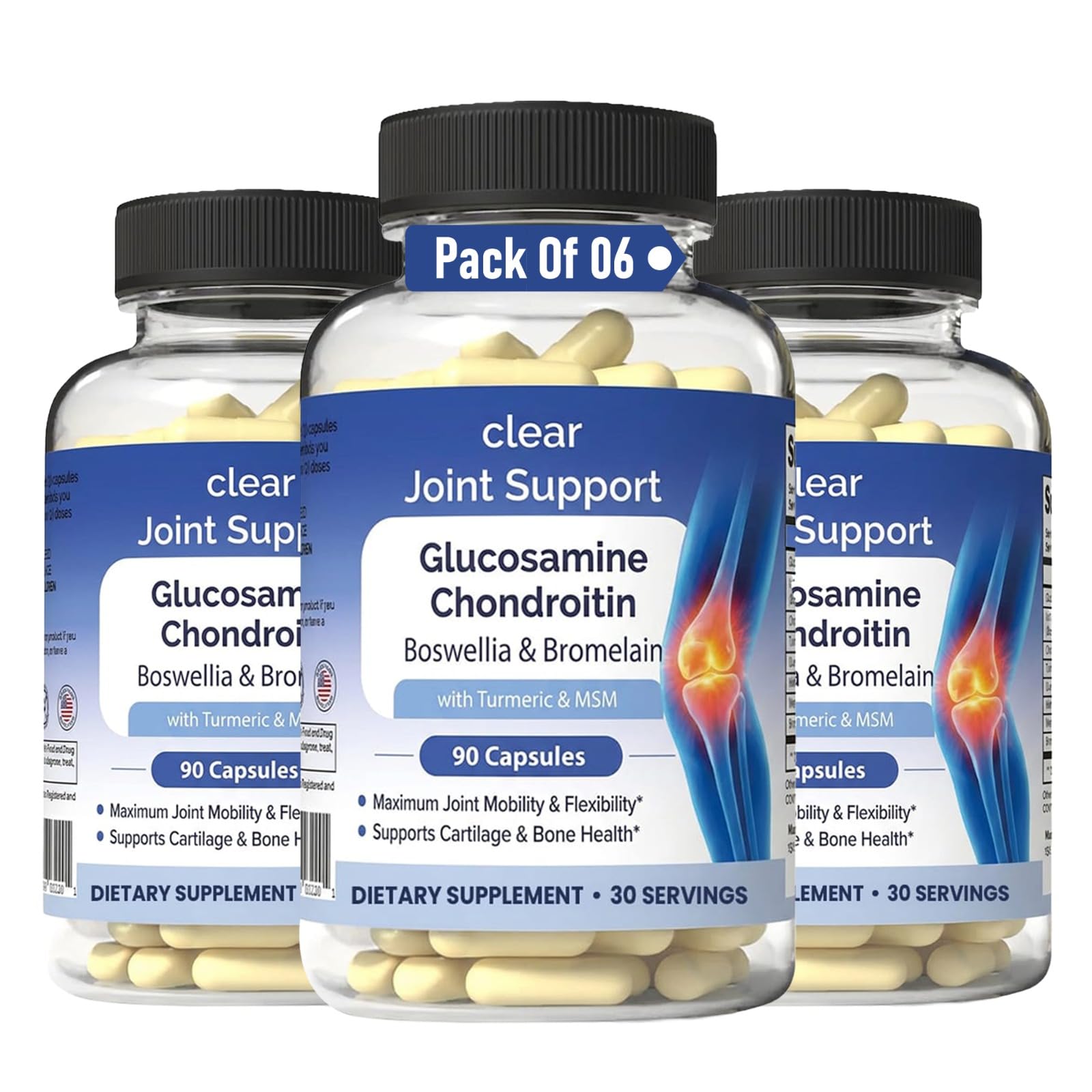 Glucosamine Chondroitin MSM with Turmeric & Boswellia 540 Capsules | 8-in-1 Joint Support Supplement for Flexibility & Mobility | Joint Supplement for Men & Women – Supports Back, Knees, Hips & Joints Clear Probiotics Au supplements