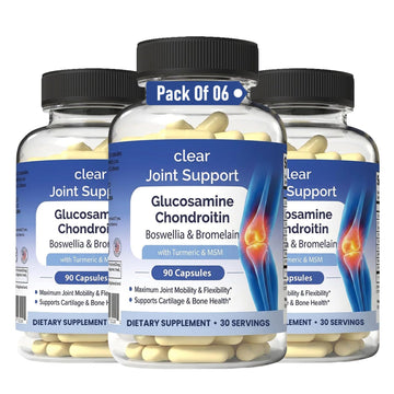 Glucosamine Chondroitin MSM with Turmeric & Boswellia 540 Capsules | 8-in-1 Joint Support Supplement for Flexibility & Mobility | Joint Supplement for Men & Women – Supports Back, Knees, Hips & Joints Clear Probiotics Au supplements