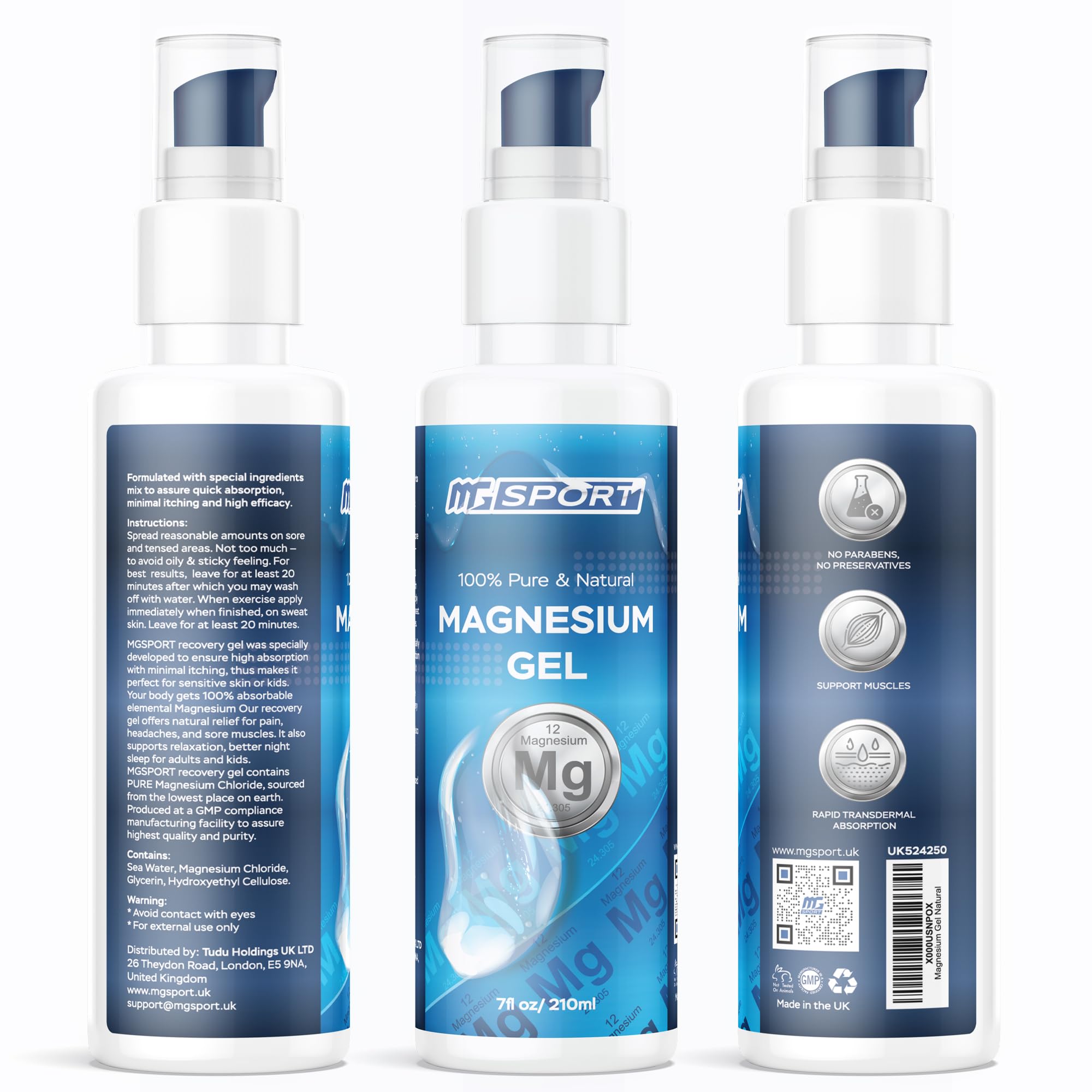 MgSport Magnesium Gel Dead Sea Magnesium - Gentle Topical Gel for Leg Cramps and Muscle Recovery Without Stinging - 20% More Potency Than Magnesium Oil Sprays - 1,000 Pumps MgSport Au supplements