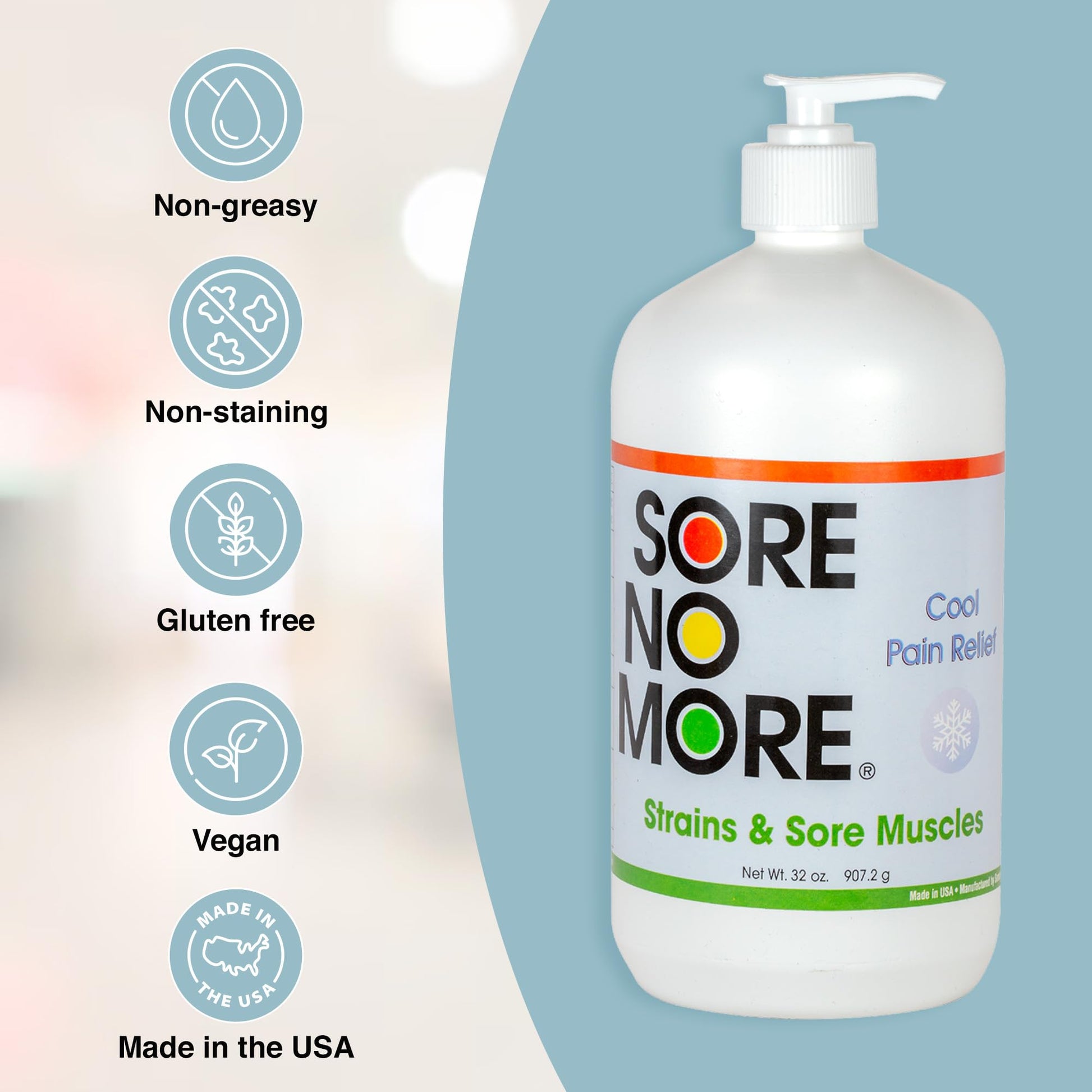 Sore No More Cool Relieving Gel for Aches & Pains in Muscles & Joints associated with Strains, Bruises & Sprains | Absorbs Quickly with a Refreshing Lemon Aroma | 32 oz Bottle with Pump Sore No More Au supplements