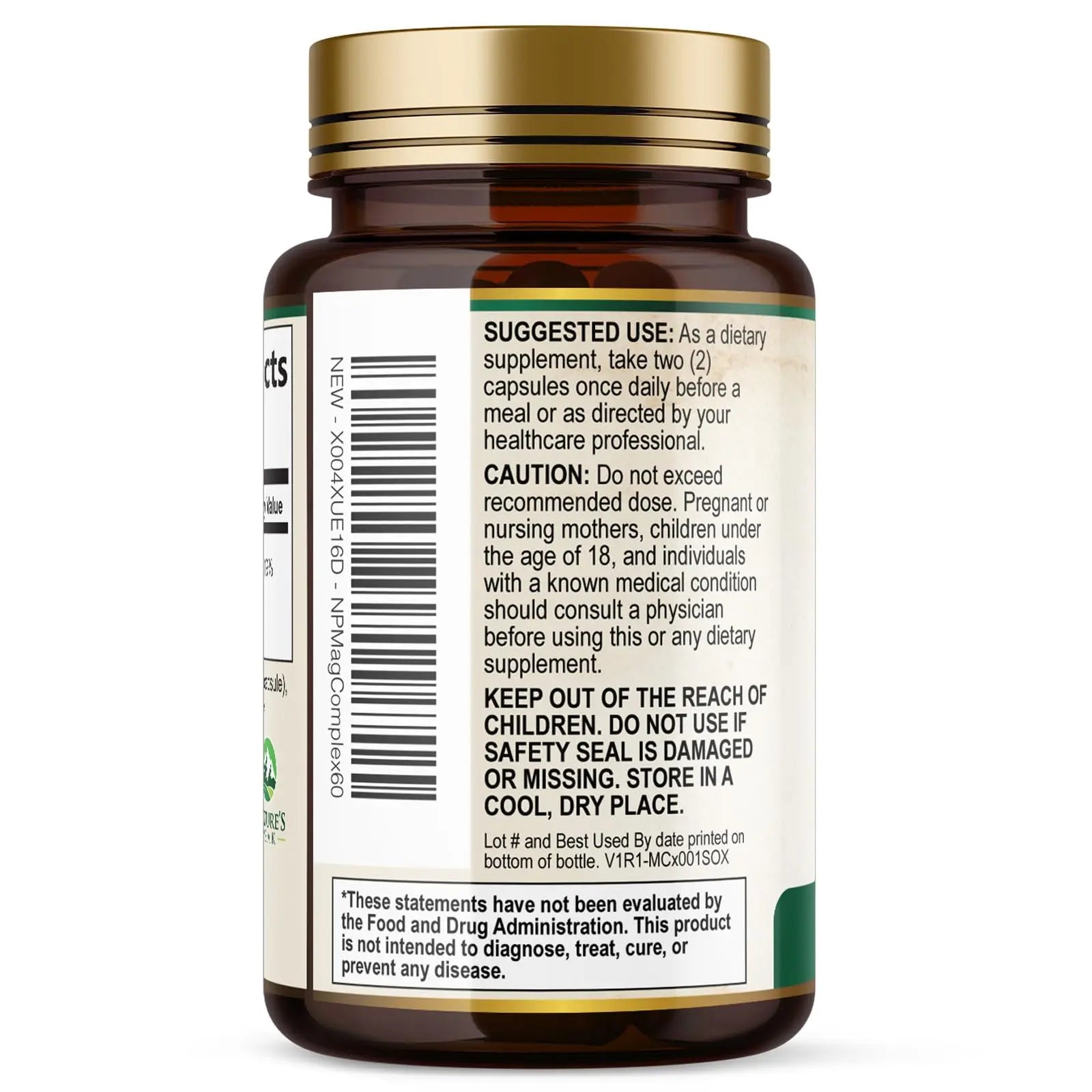 Magnesium Complex Supplement - Magnesium 500mg Per Serving - High Absorption Blend of Glycinate, Citrate, Malate, Oxide - Supports Sleep, Muscle, Bone, Heart Health - Bottled in USA - 60 Capsules Nature's Peak Au supplements