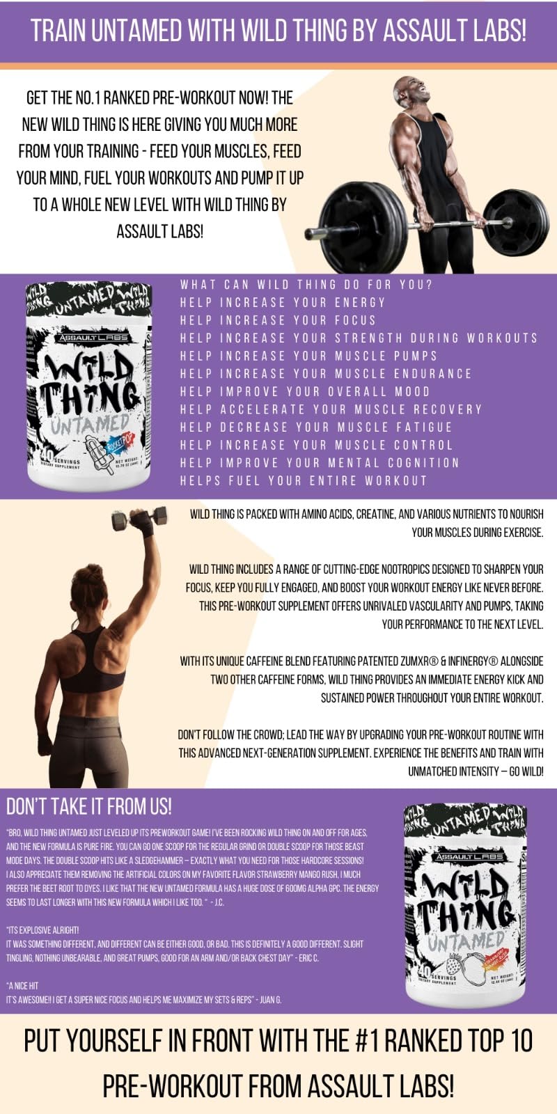 Assault Labs Wild Thing Pre Workout Powder Blend of Di-Citrulline Malate,Beta Alanine Assault Labs Au supplements