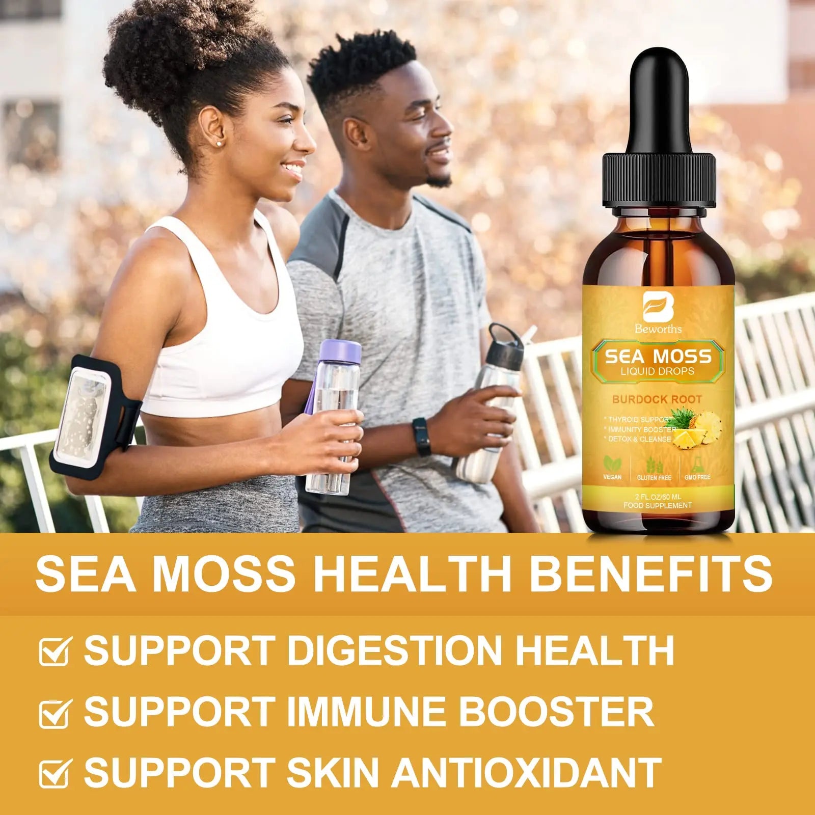 B BEWORTHS Sea Moss Liquid Drops - Organic Irish Sea Moss Gel with Burdock Root B BEWORTHS Au supplements