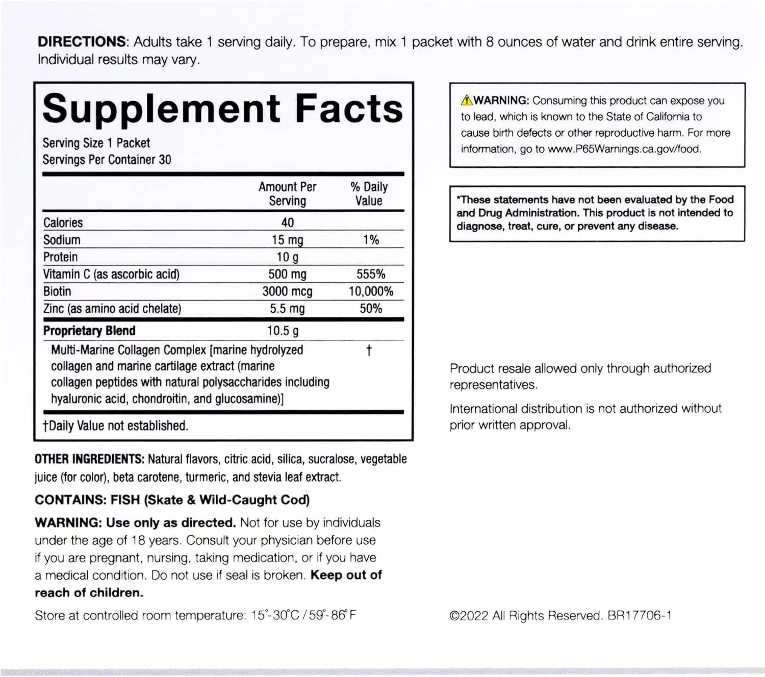 Serovital Skin Brilliance Marine Collagen – Hydrolyzed Marine Collagen Peptides Serovital Au supplements