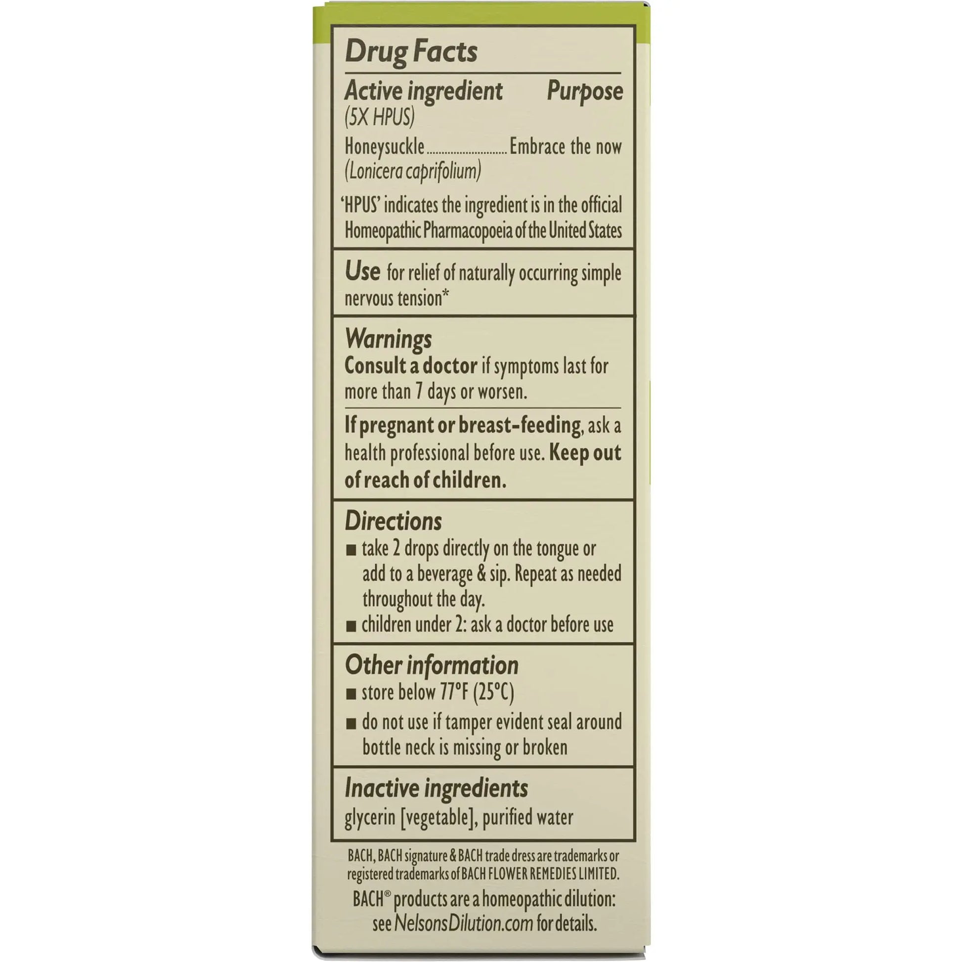 Bach Original Flower Remedies, Honeysuckle for Embracing The Now (Non-Alcohol Formula) Bach Au supplements