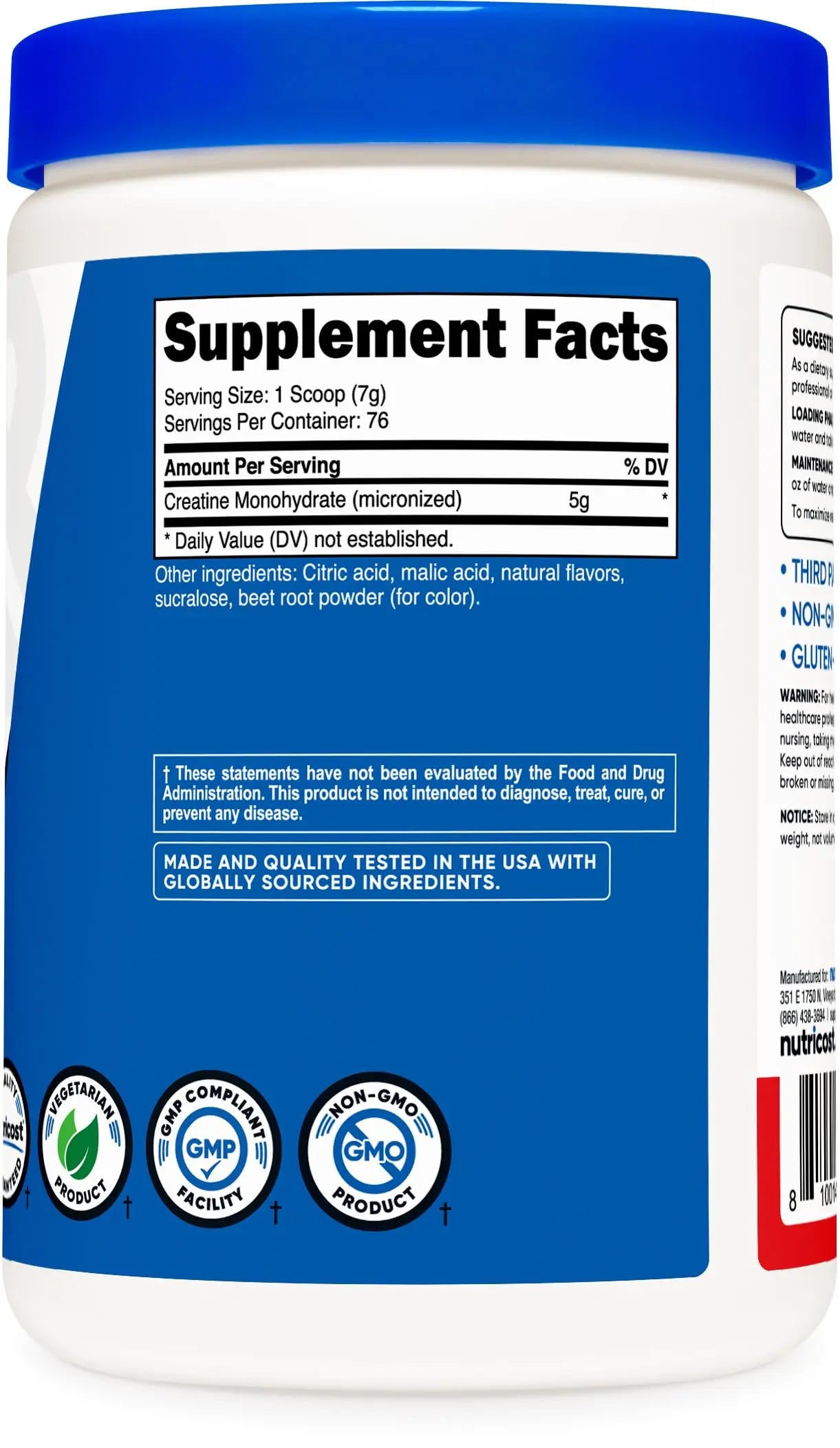 Nutricost Creatine Monohydrate Powder (Fruit Punch, 500 Gram) Nutricost Au supplements