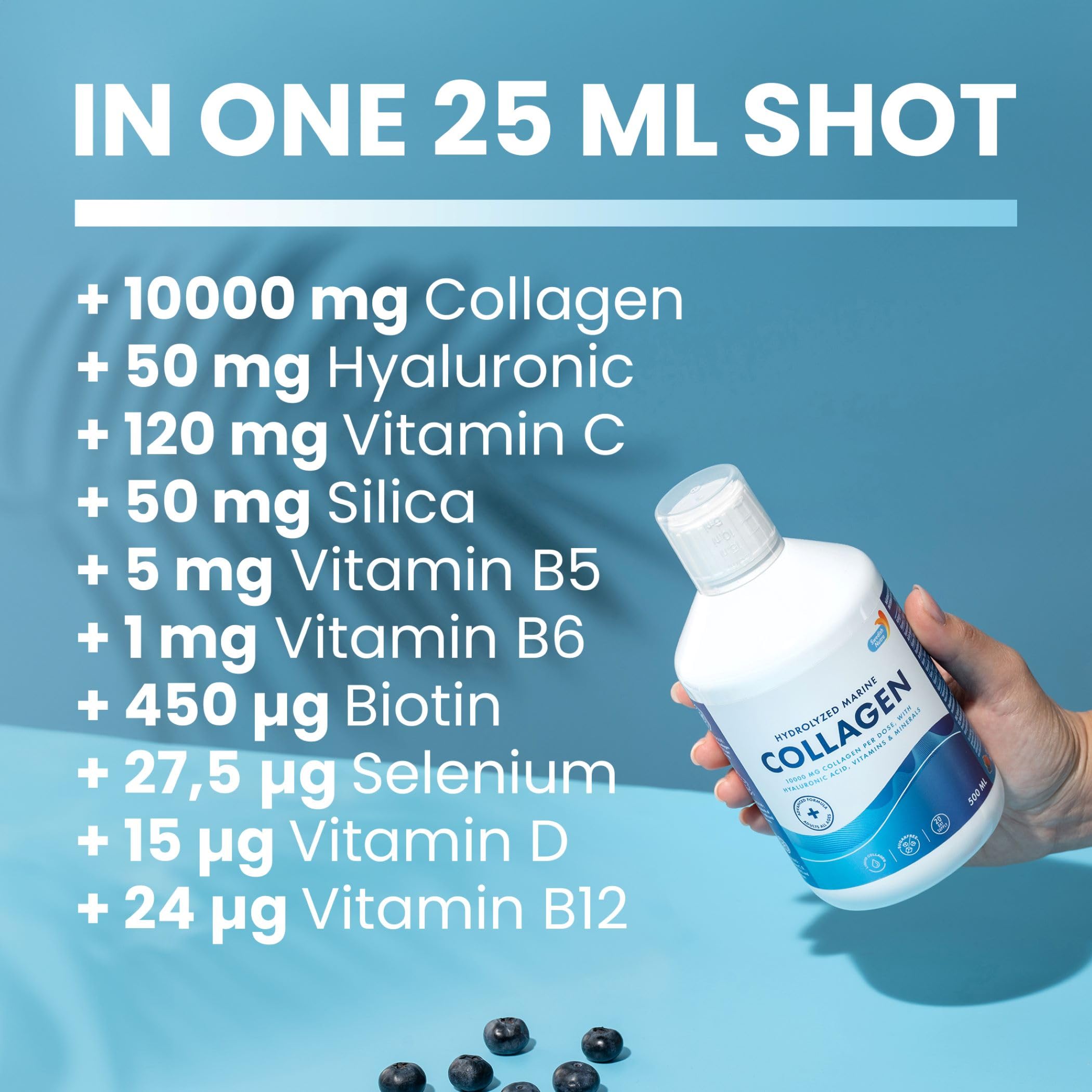 Swedish Nutra 10,000 mg Hydrolyzed Marine Collagen Liquid Supplement - 500 ml, 20 Day Supply | Hyaluronic Acid, Biotin & Vitamin C for Healthy Hair, Skin, Nails & Joints | For Men & Women | Sugar-Free Swedish Nutra Au supplements