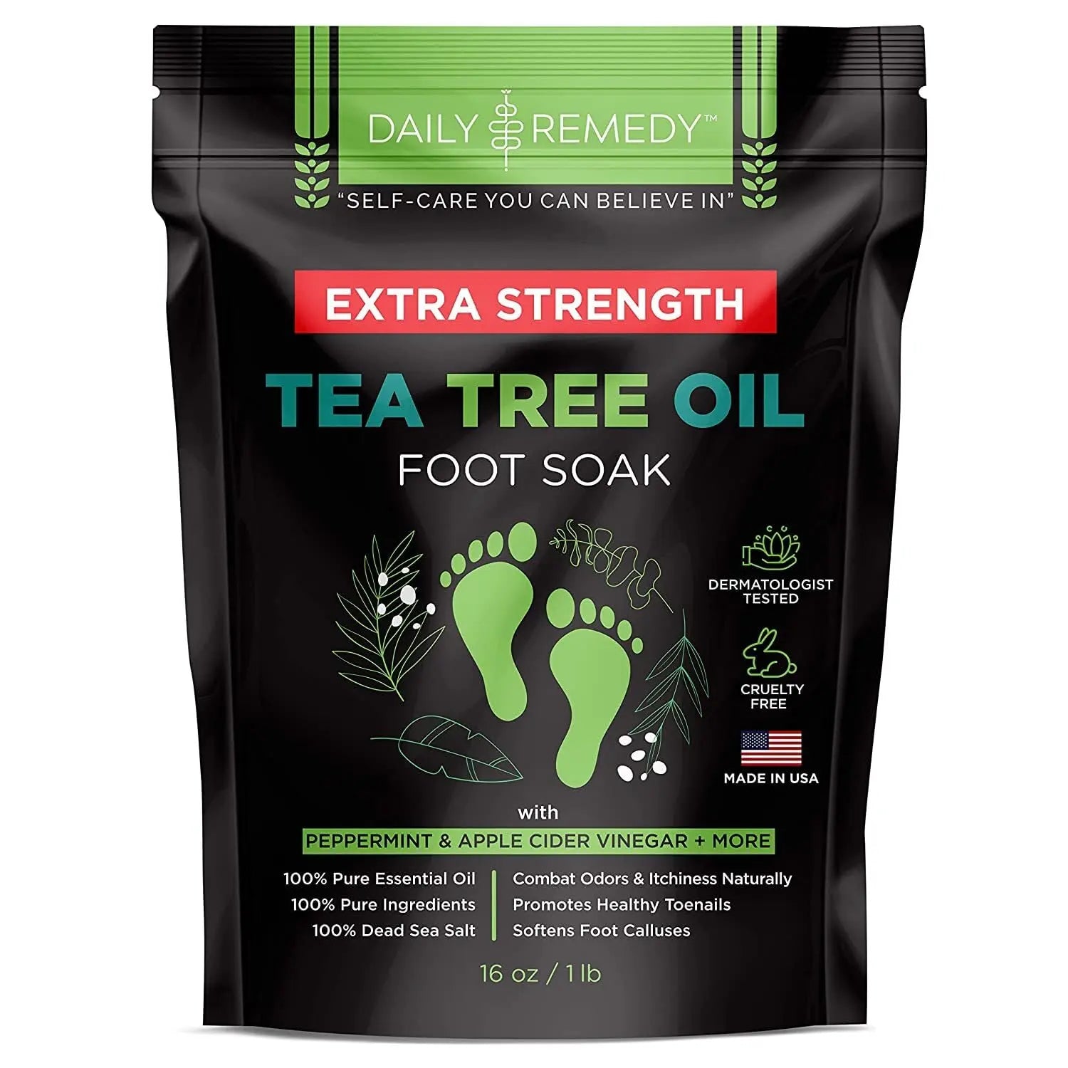 EXTRA STRENGTH Tea Tree Oil Foot Soak with Epsom Salt - Made in USA - for Toenails DAILY REMEDY Au supplements