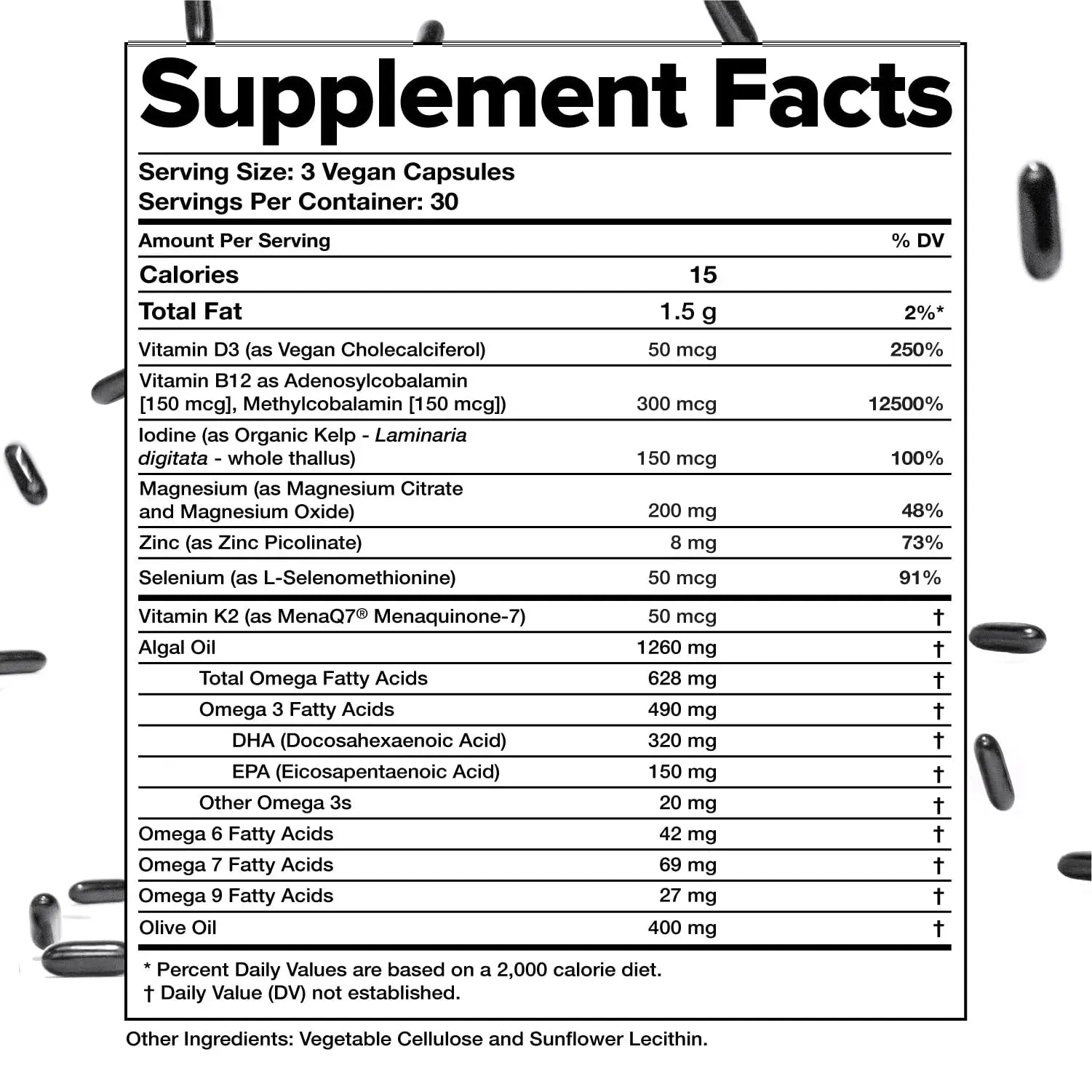 Complement Essential Vegan Multivitamin for Men & Women (30 Servings, 90 Capsules) with Omega-3 DHA & EPA, B12, Vitamin D3 & K2, Zinc, Selenium Complement Au supplements