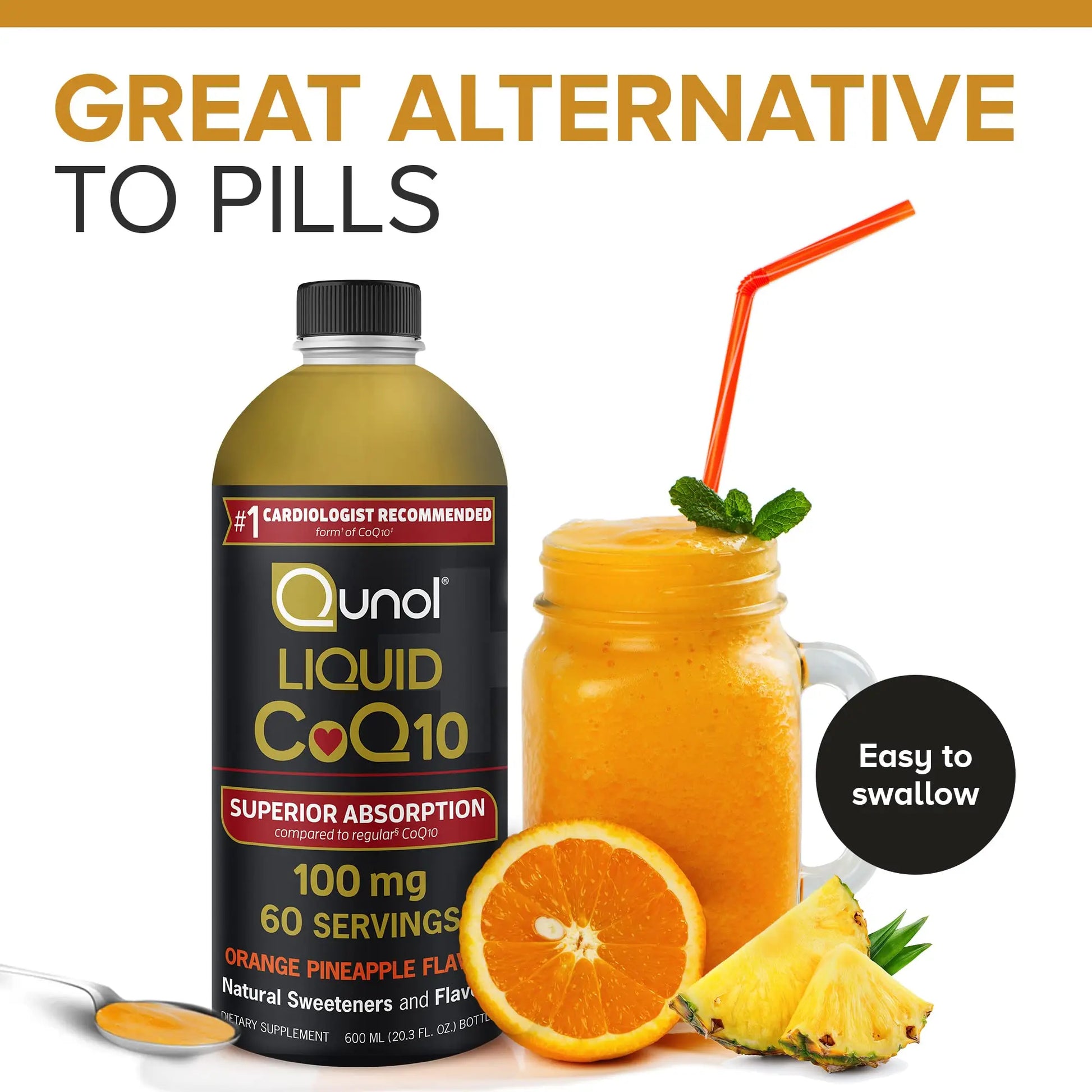 Qunol Liquid CoQ10 100mg, Superior Absorption Natural Supplement Form of Coenzyme Qunol Au supplements