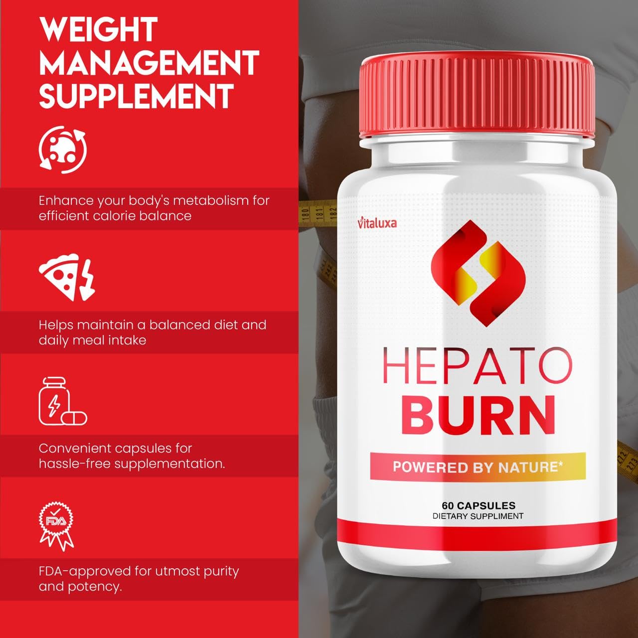 Hepato Burn Capsules - HepatoBurn Supplement Pills Advanced Formula Wait Premium Blend All Natural Loss Support for Men Women, Hepataburn Reviews Maximum Strength Burner Health Wellness (60 Capsules) Vitaluxa Au supplements