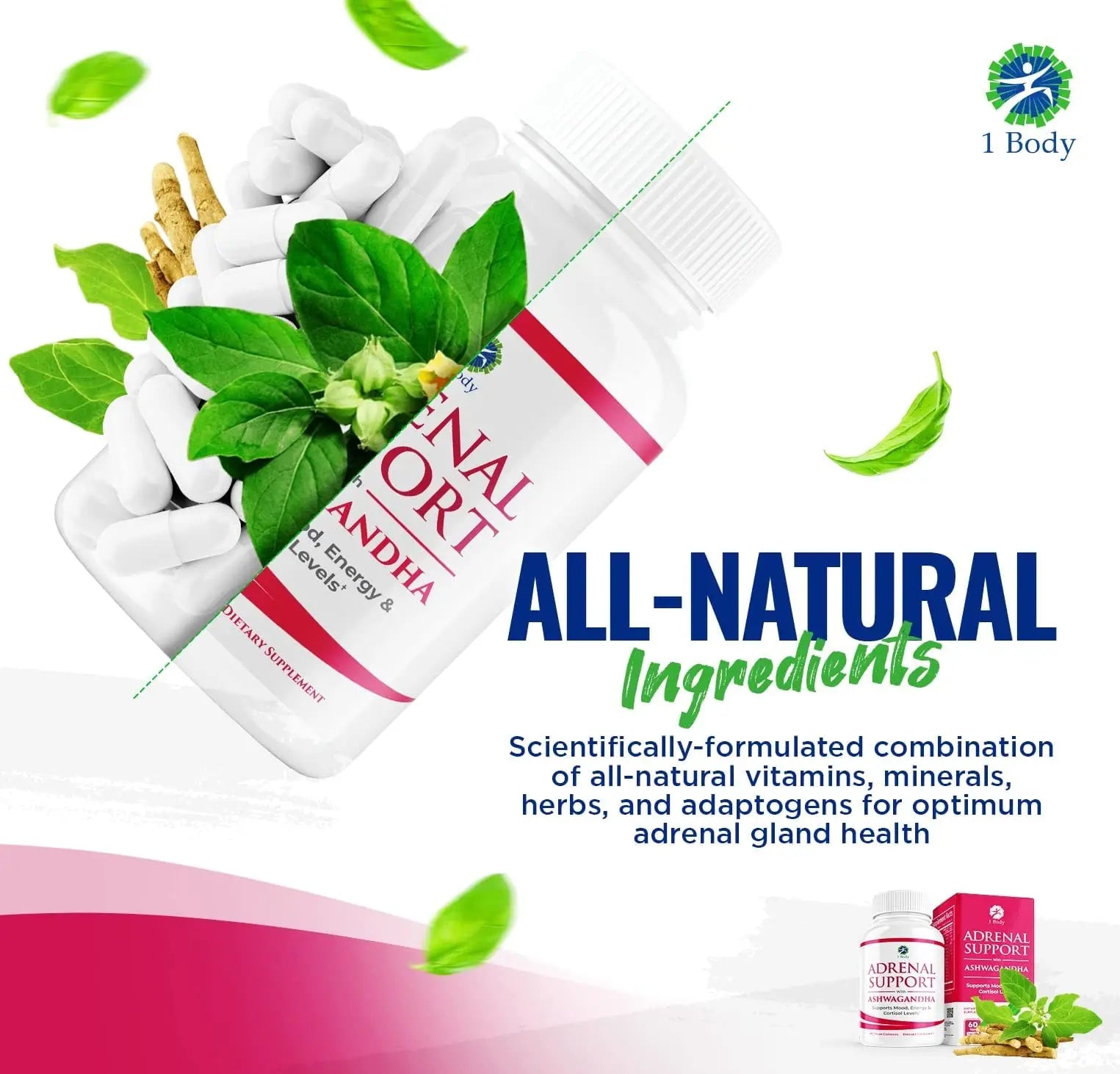 1 Body Adaptogen Complex Supplement with Ashwagandha - 60 Vegan Cap 1 Body Au supplements
