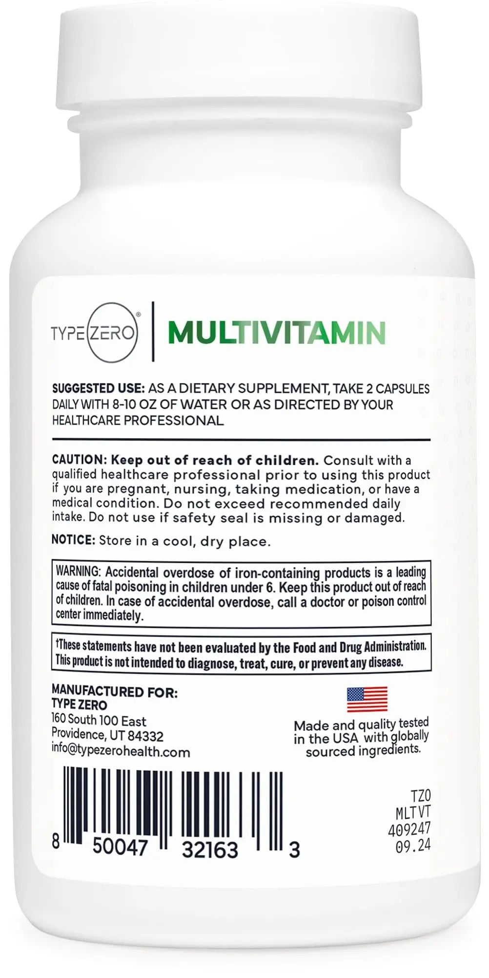 Type Zero Multivitamin Capsules (120 Capsules) (1300 mg) - with Probiotics + 22 Vitamins and Minerals, GMO-Free Type Zero Au supplements