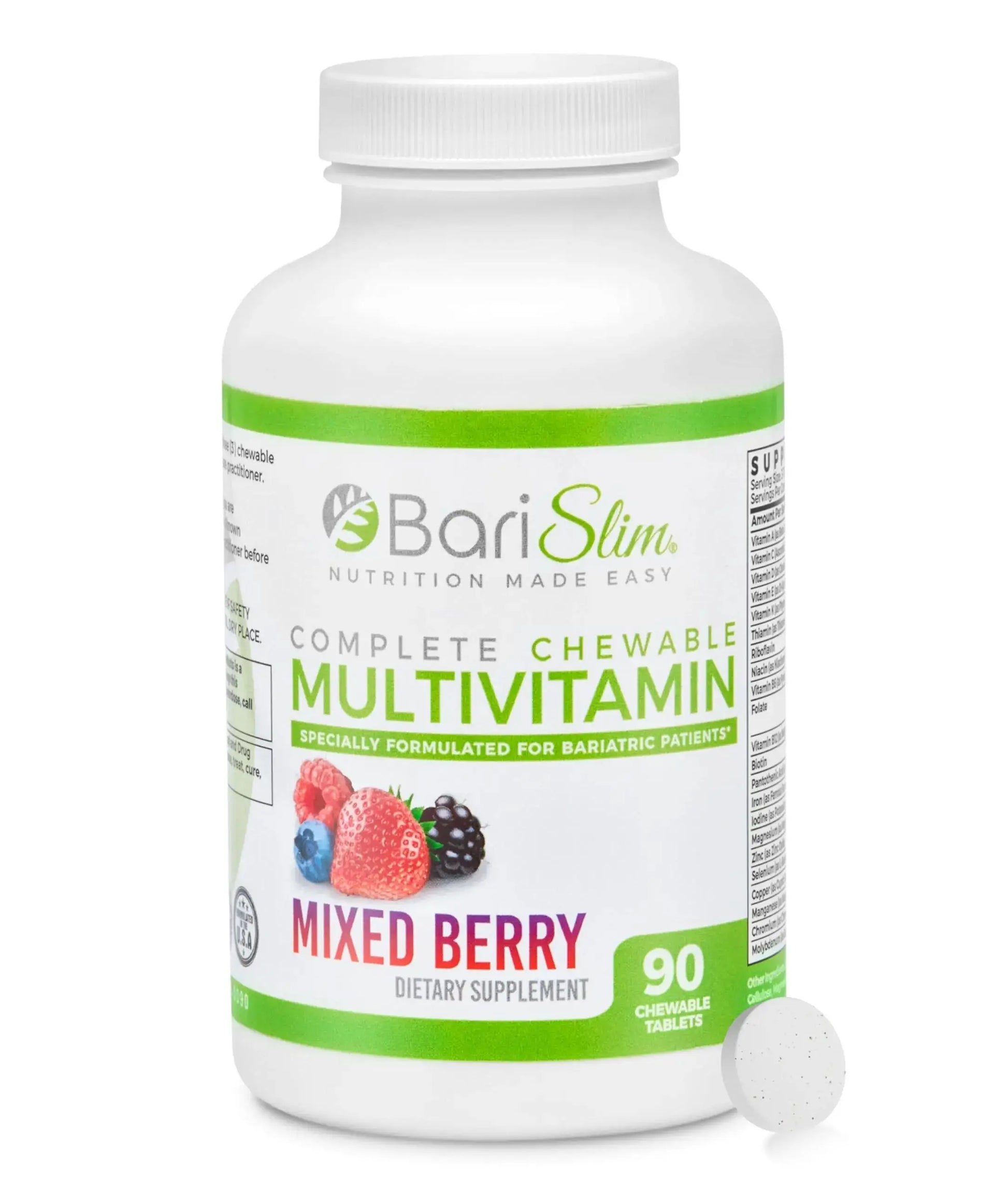 BariSlim Complete Chewable Bariatric Multivitamin Tablets - 45 mg Iron - Bariatric Vitamin & Supplement for Post Bariatric Surgery Including Gastric Bypass BariSlim Au supplements